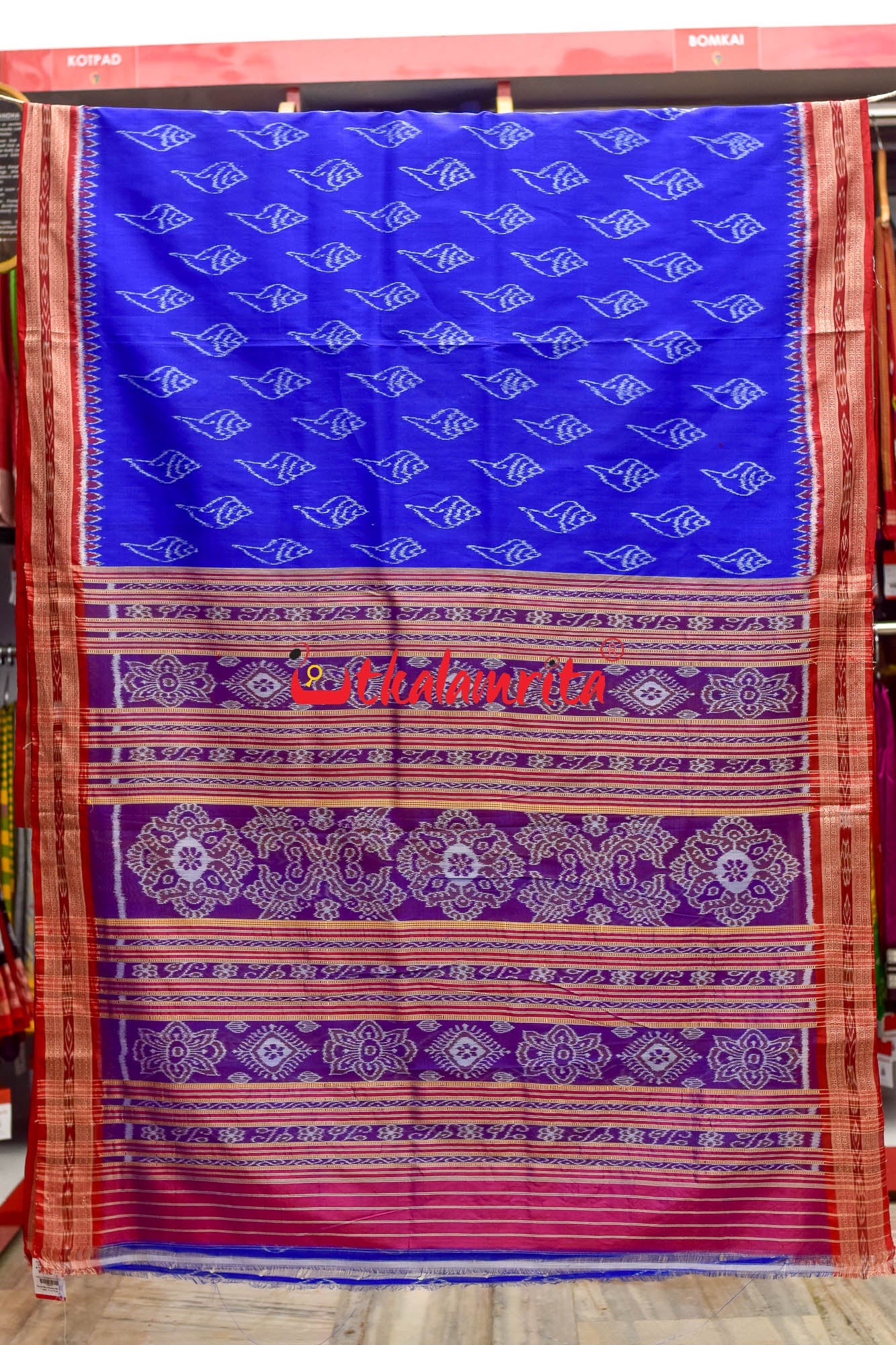 Blue Sankha Khandua Silk Saree