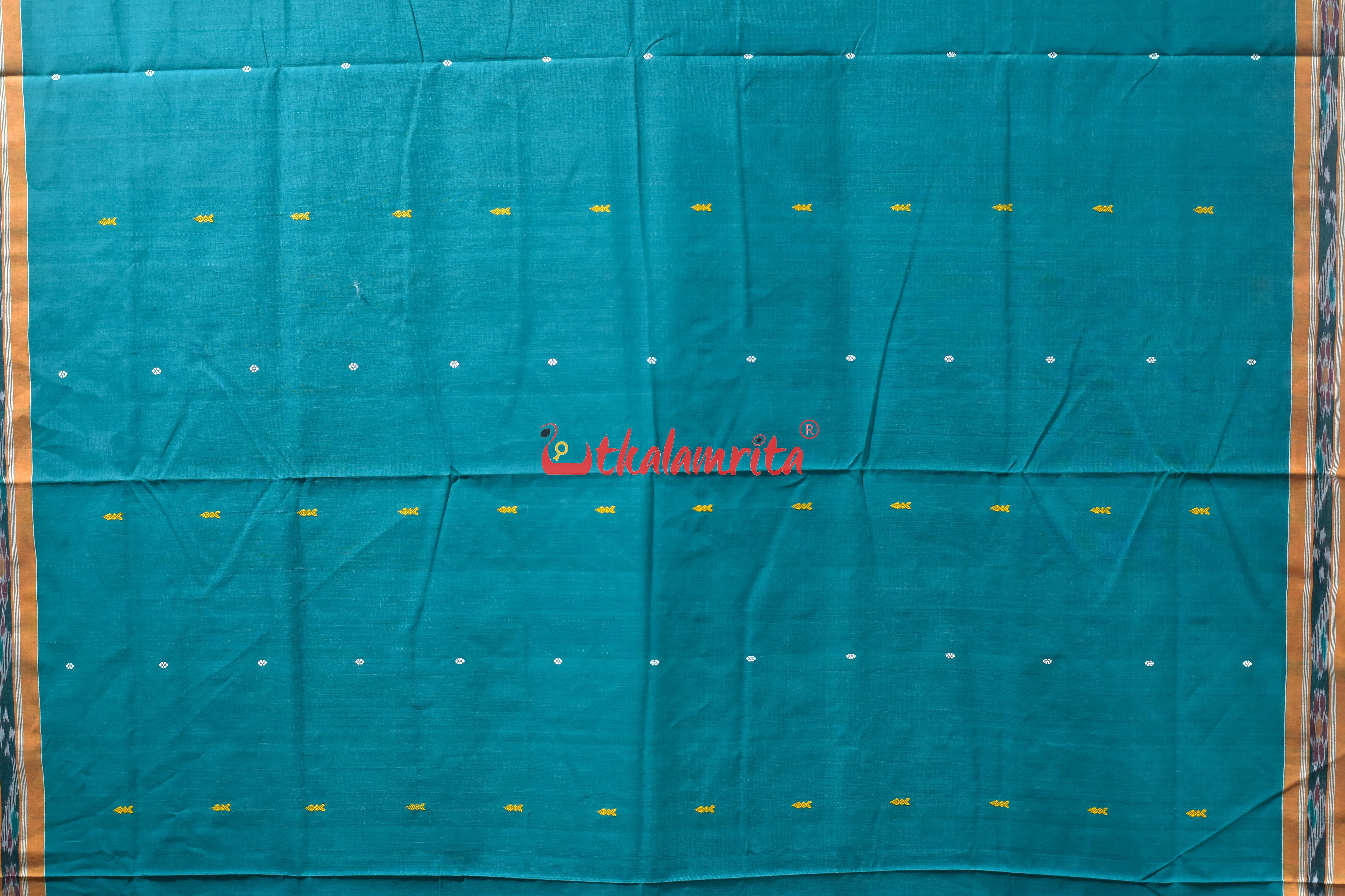 Teal Yellow Padma Pittala Single Cotton Saree