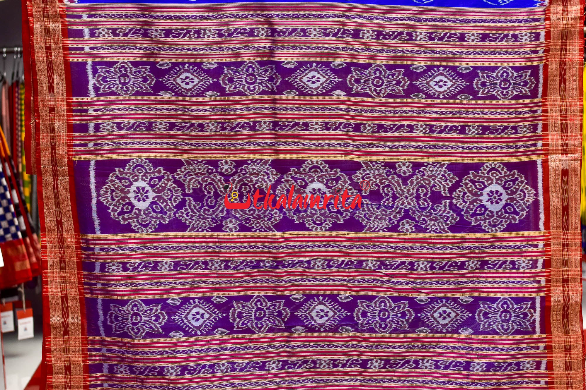 Blue Sankha Khandua Silk Saree