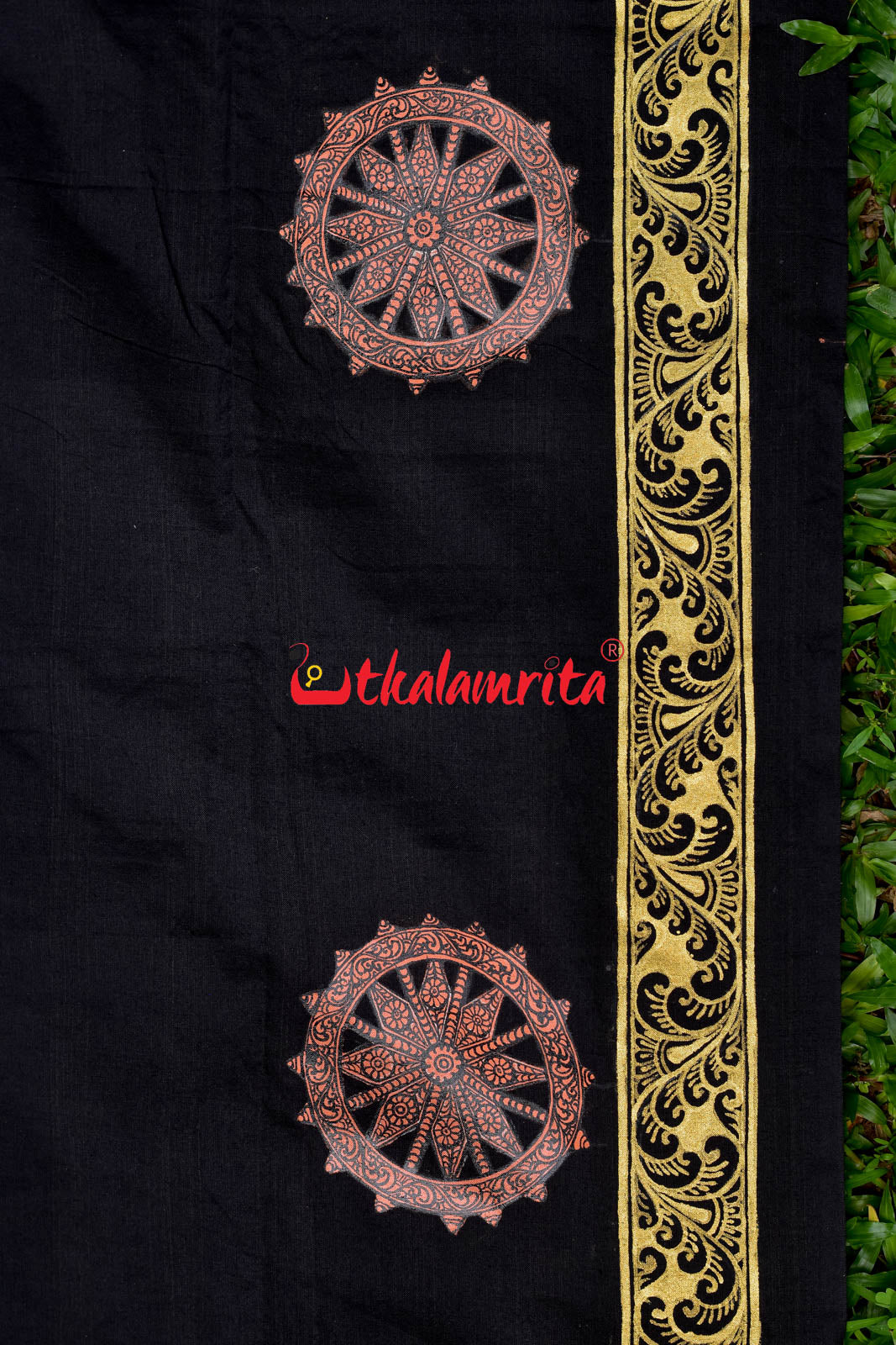 Konark Temple Pattachitra Black (Kurta Piece)