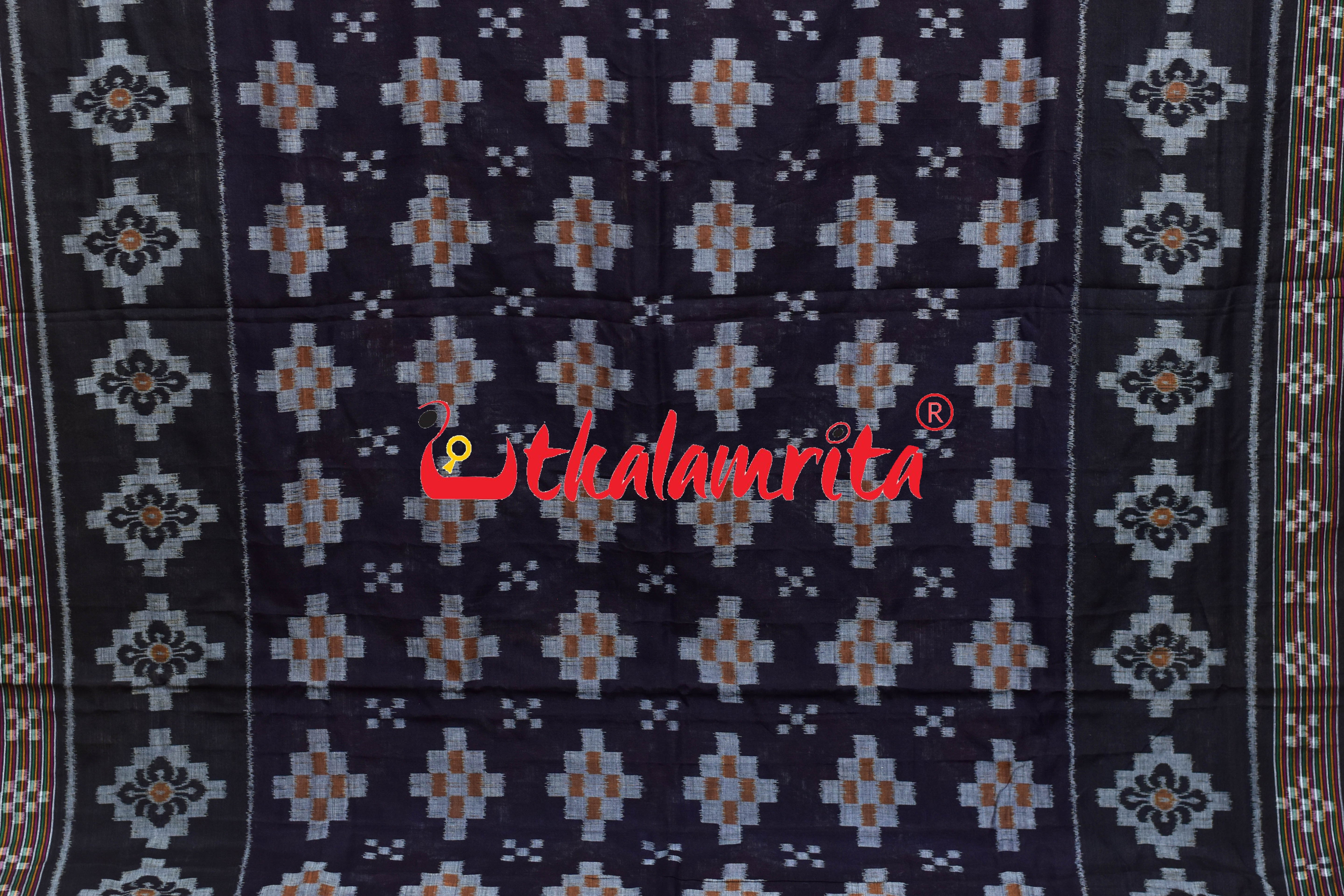 Blue Black Pasapali Scot Khandua Cotton Saree