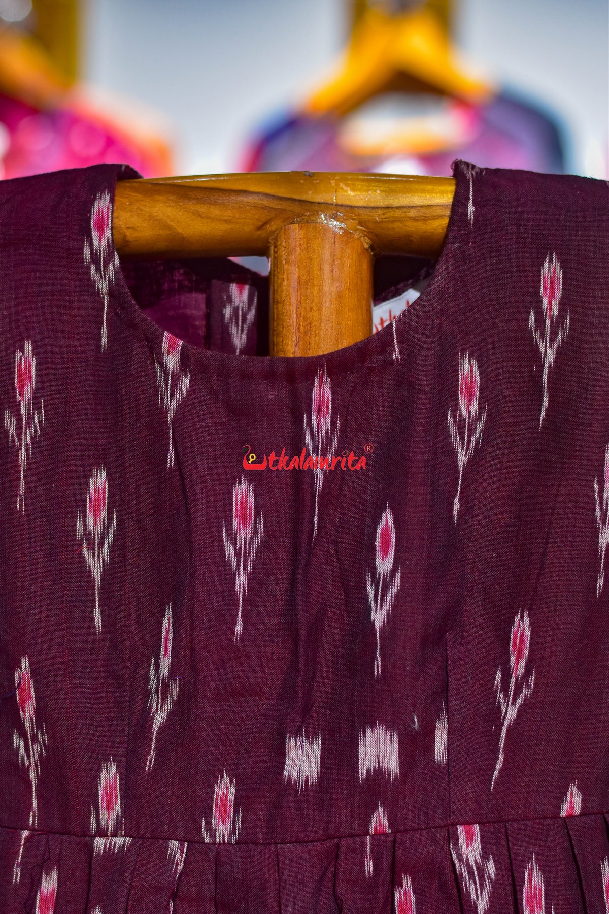 Maroon Labanga Bandha English Alphabets (Kid's Frock)