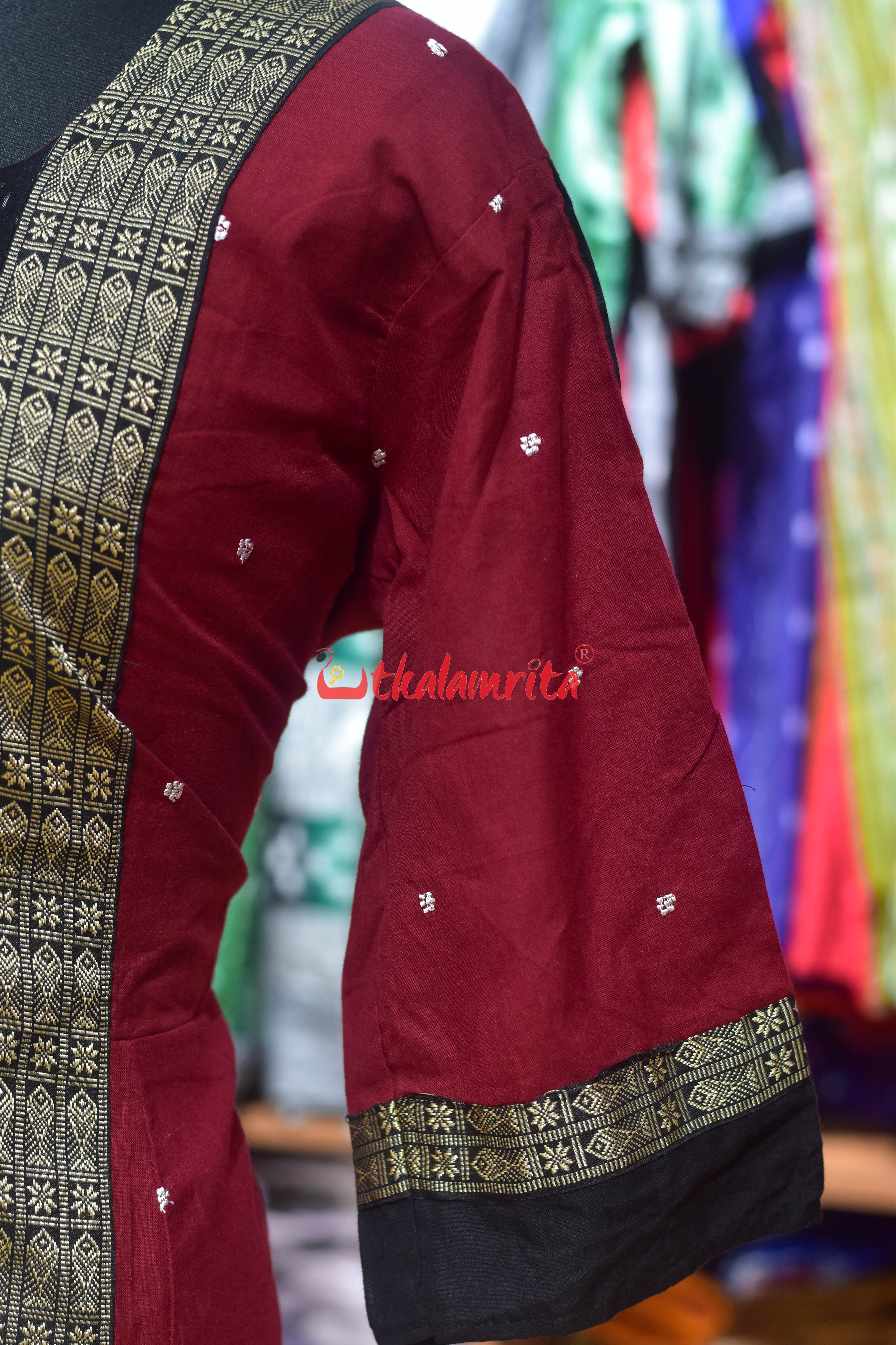 Maroon with White Buti Middle Design (Anarkali)