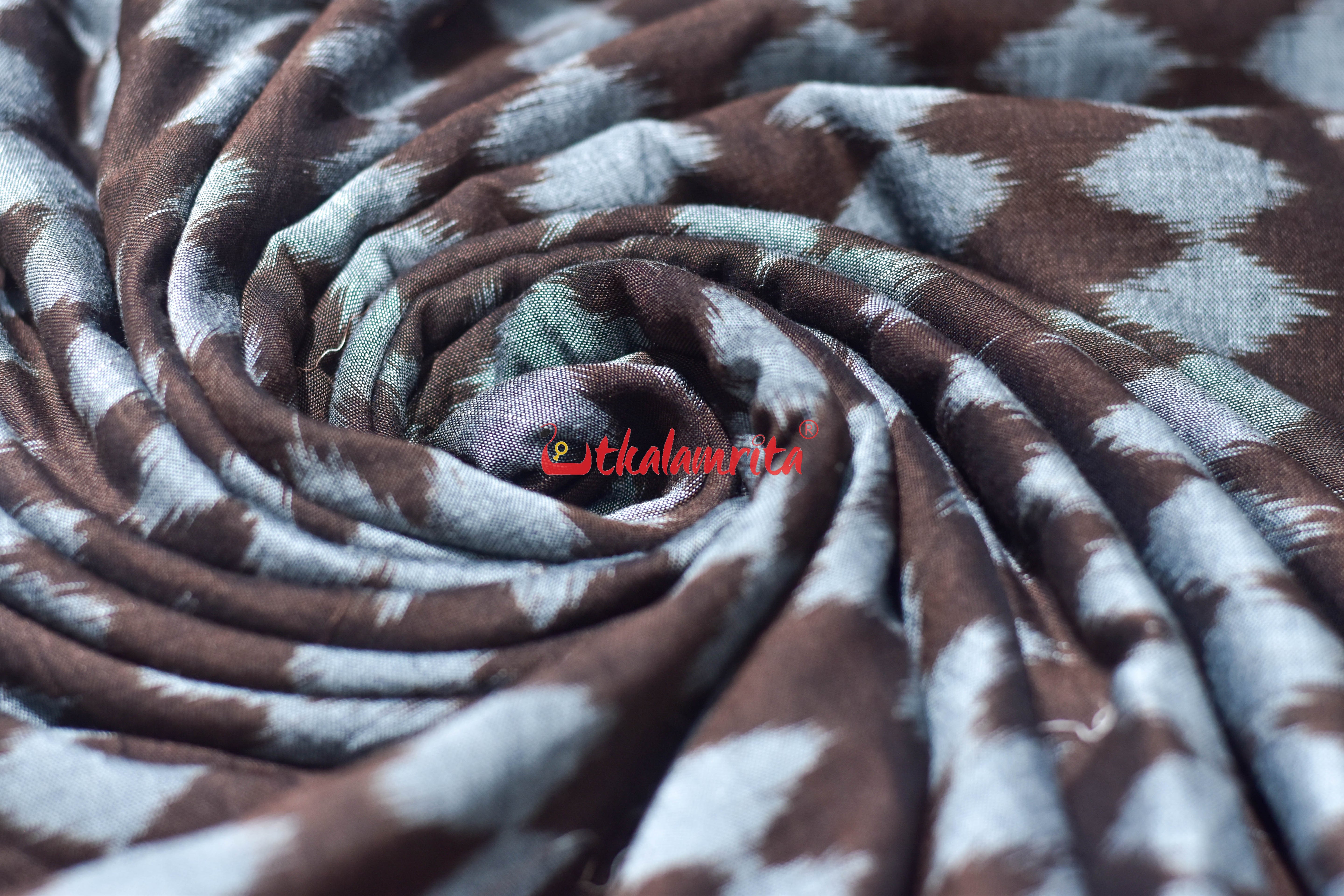 Grey Dots on Coffee Ikat Cotton (Fabric)