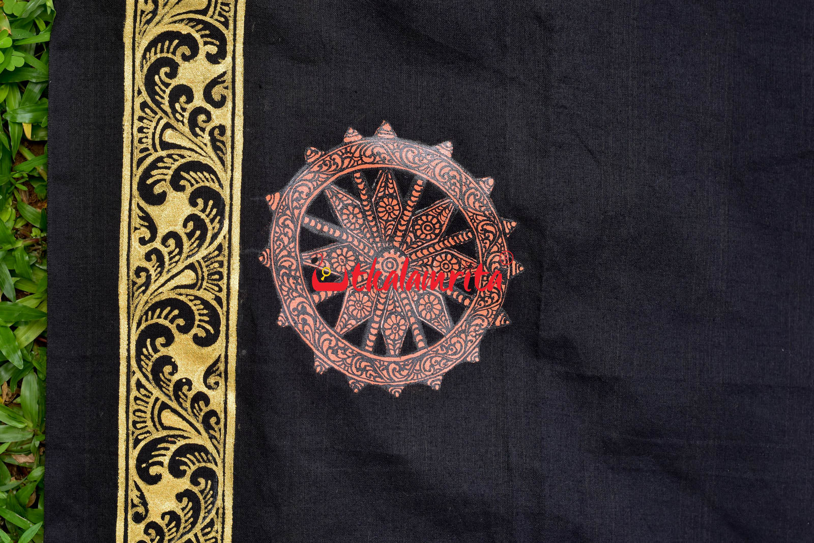 Konark Temple Pattachitra Black (Kurta Piece)
