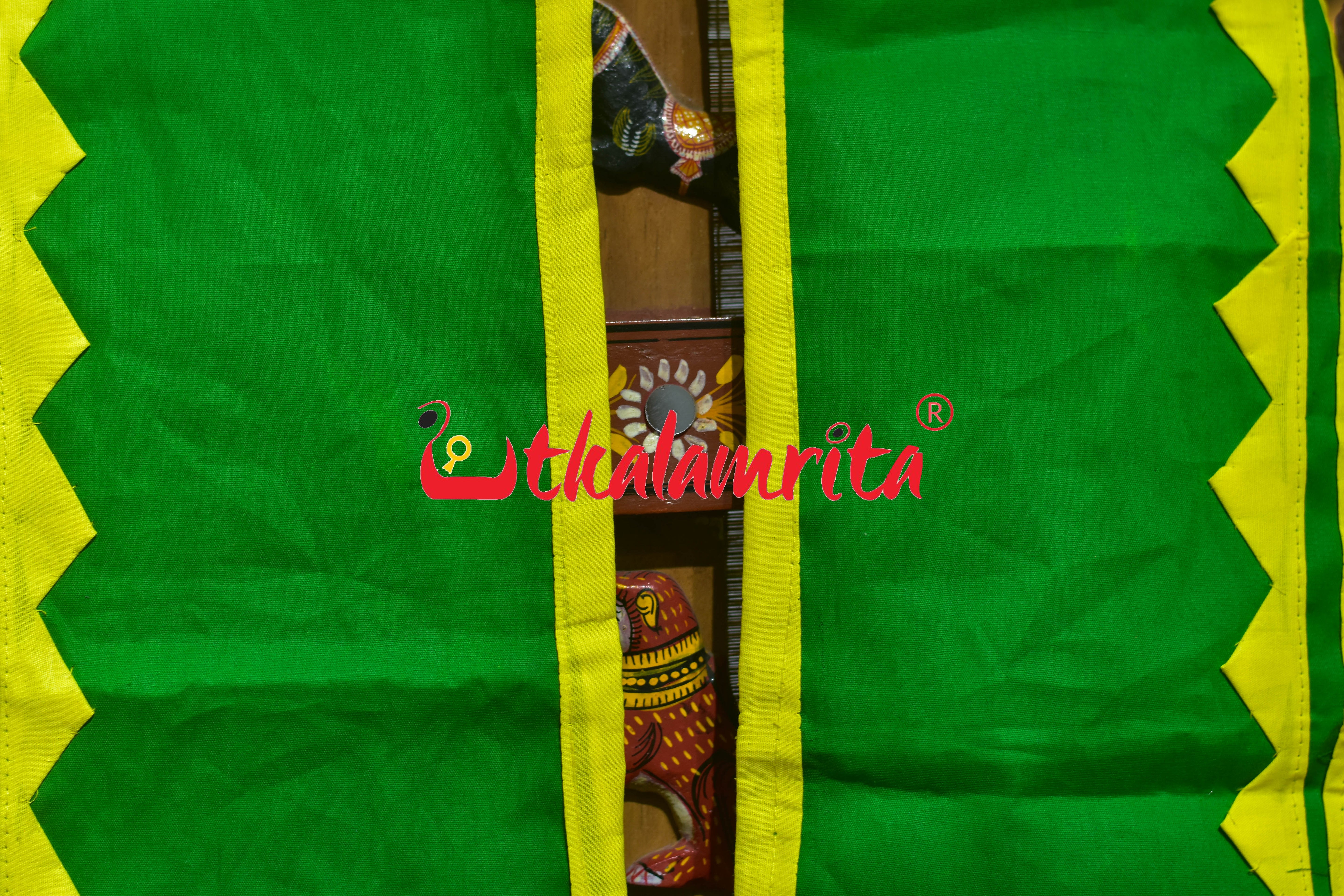 Green Blue Elephant Pipli Applique Uttariya