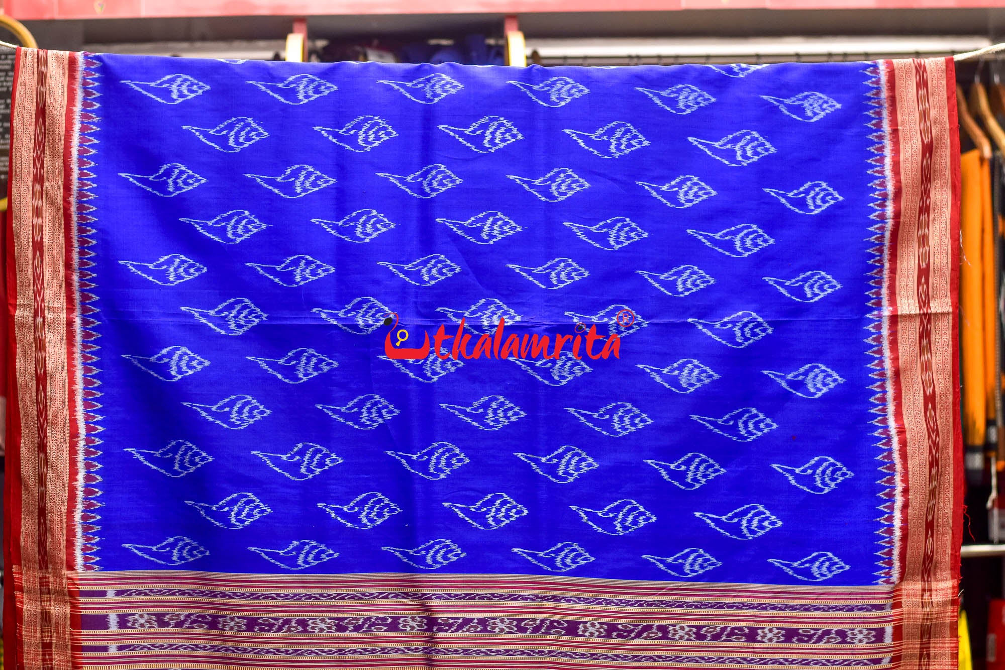Blue Sankha Khandua Silk Saree