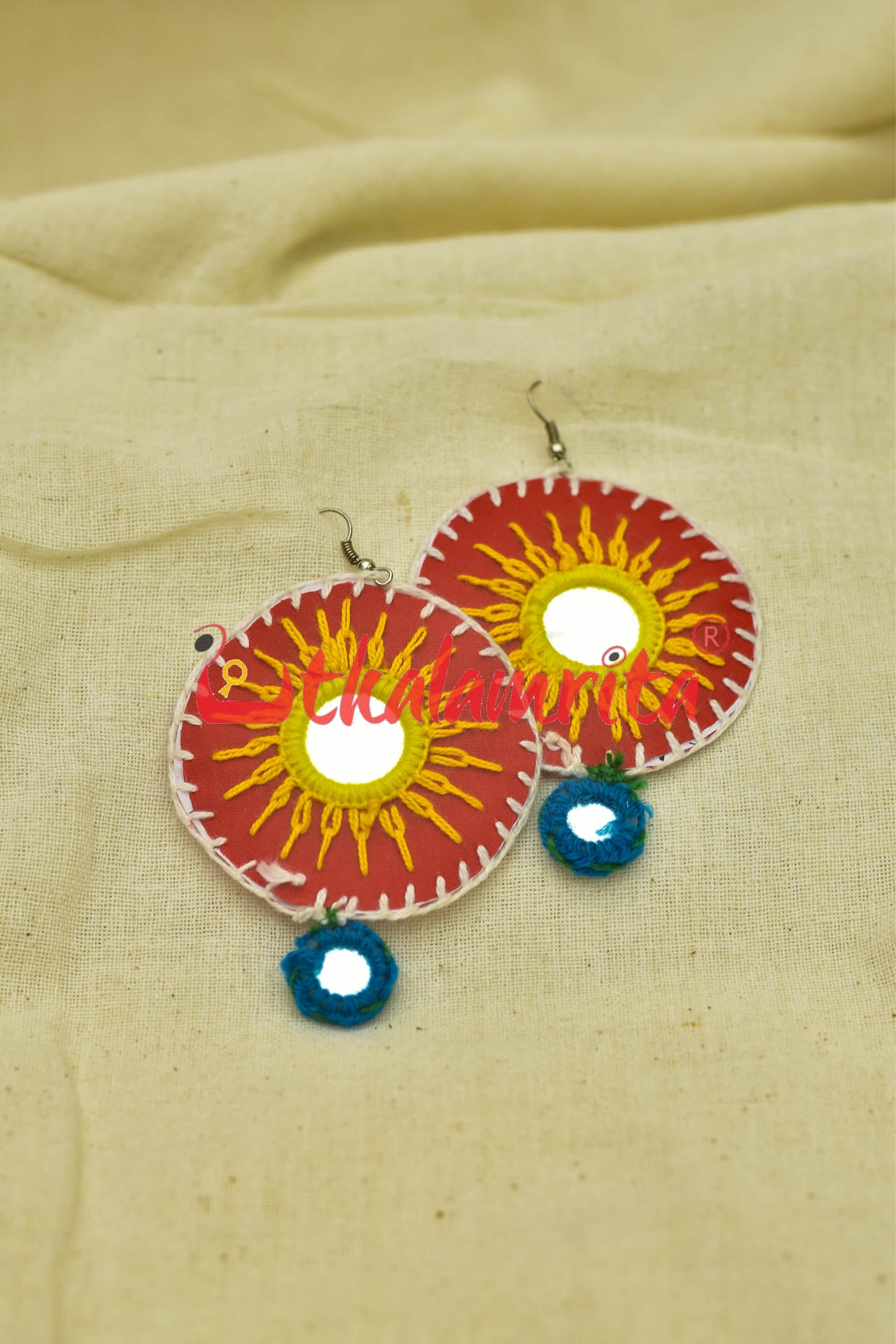 Red Rounds (Pipli applique danglers)