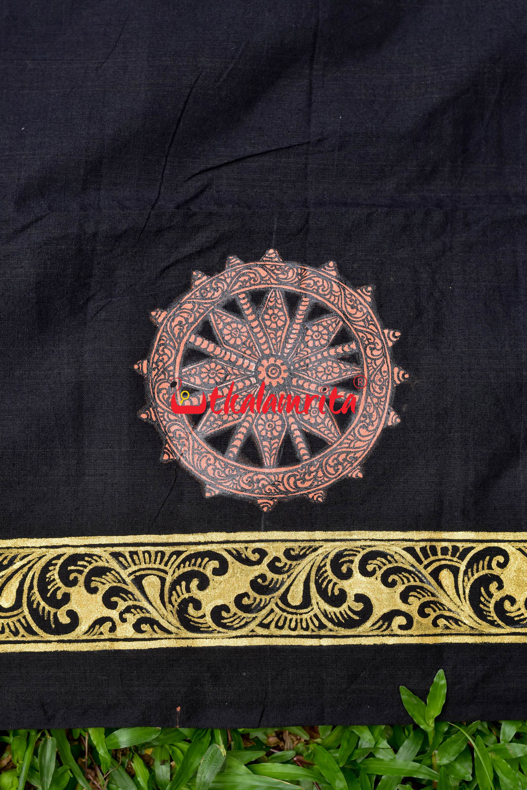 Konark Temple Pattachitra Black (Kurta Piece)