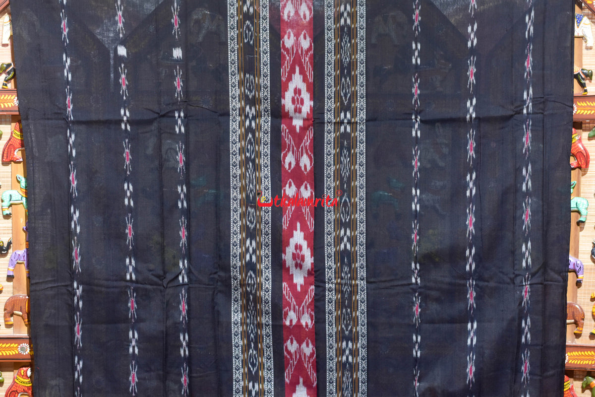 Black Red Middle Sankha Chakra Design Dress Set