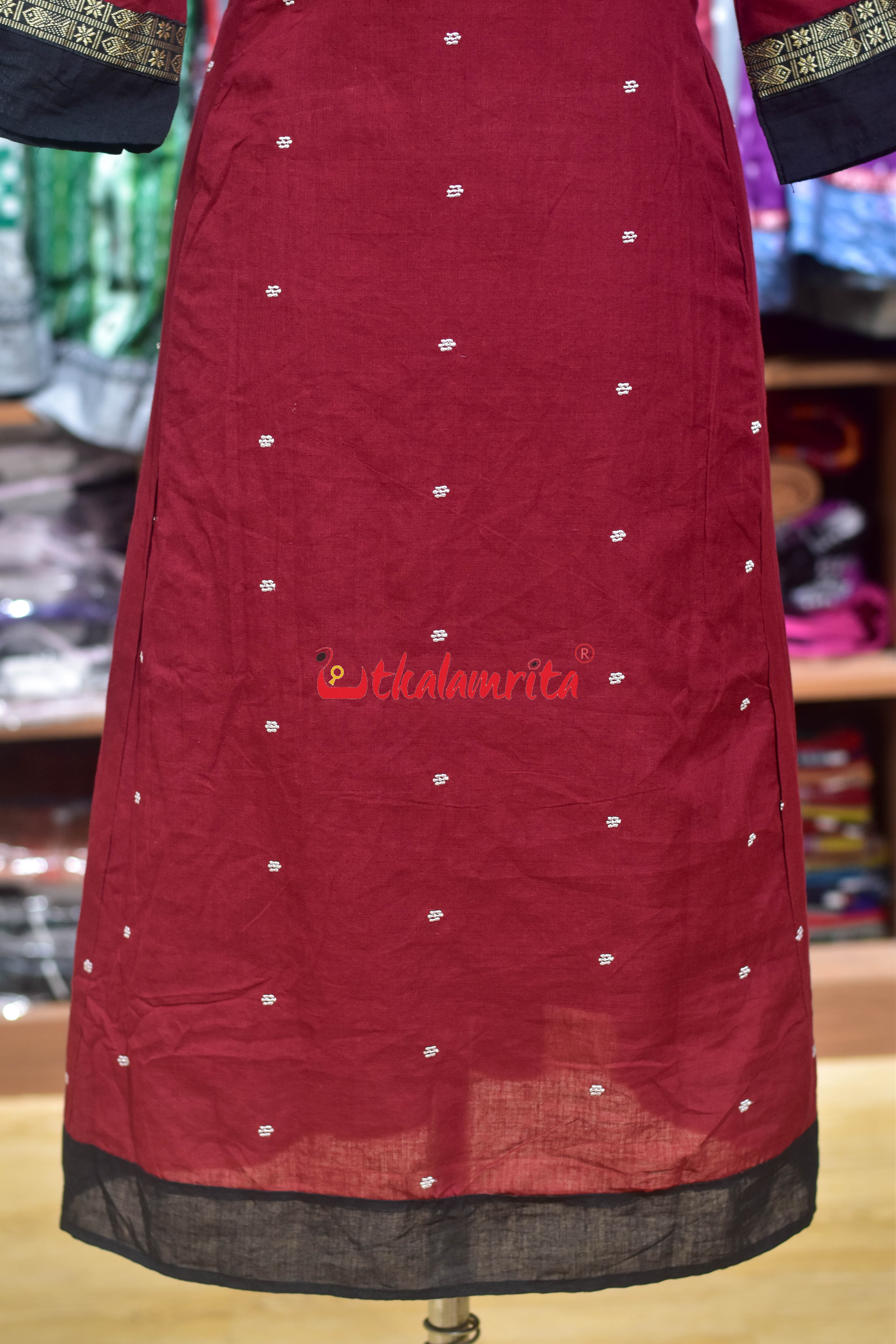 Maroon with White Buti Middle Design (Anarkali)