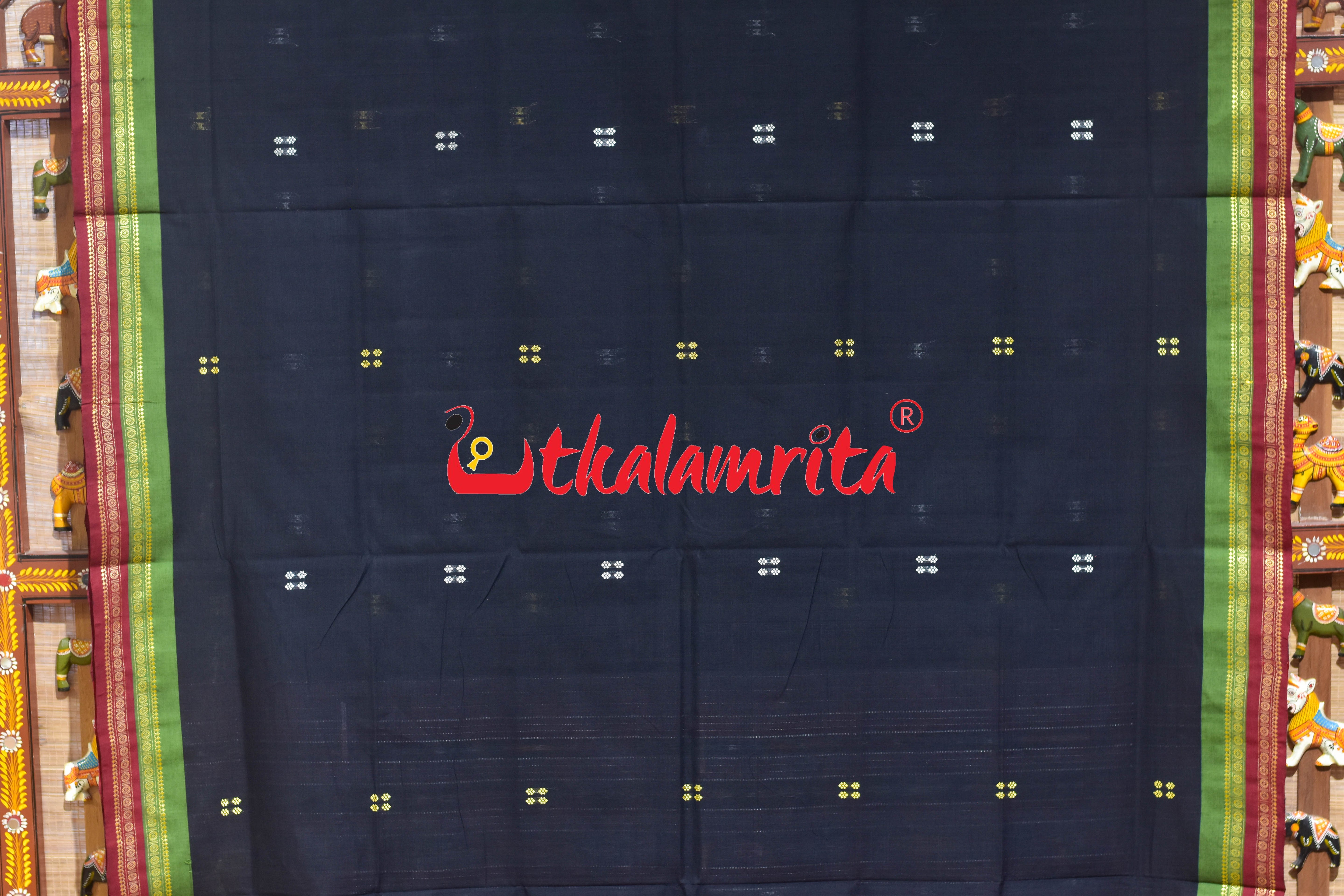 Black Double Border Doby Pittala Single Cotton Saree