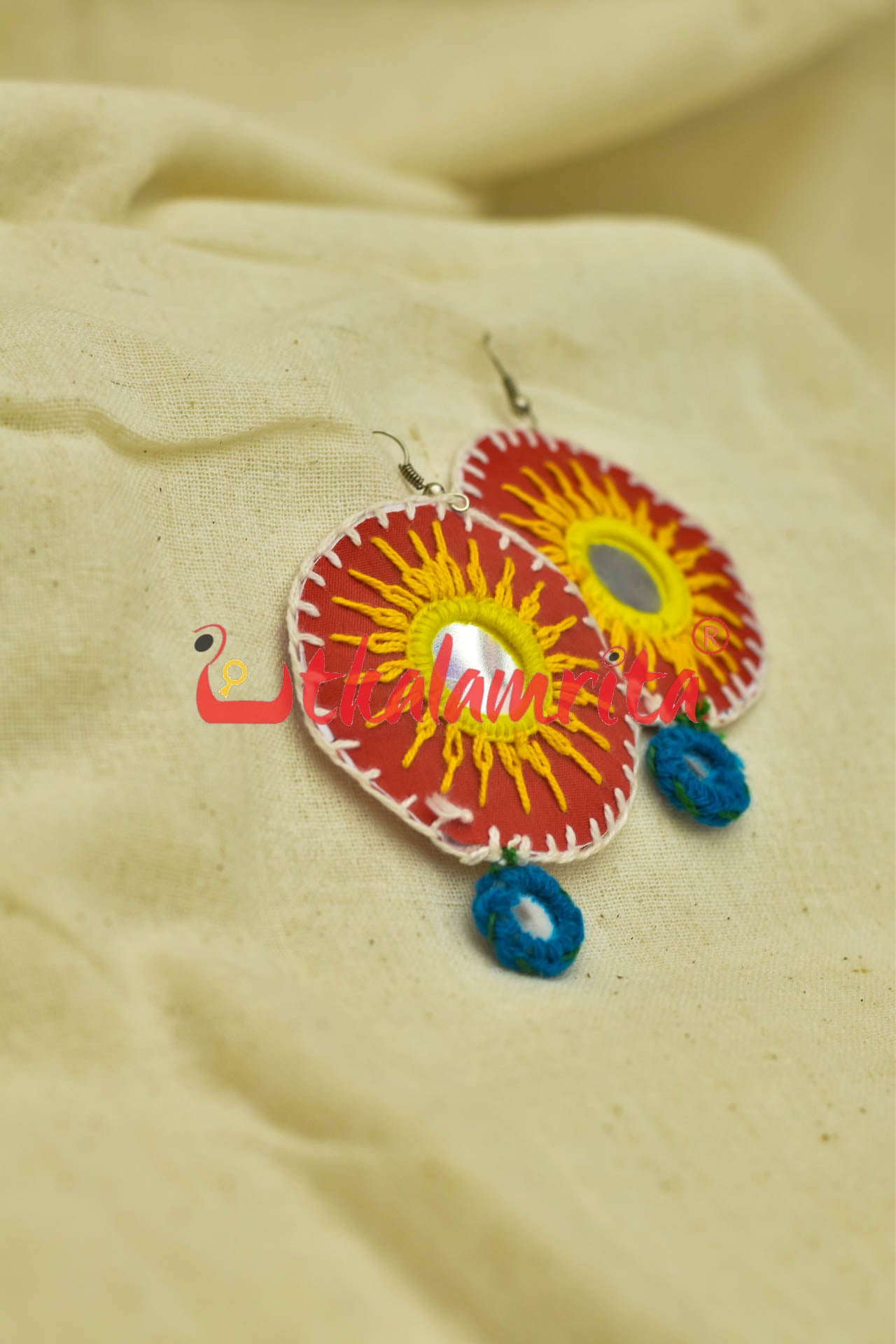 Red Rounds (Pipli applique danglers)