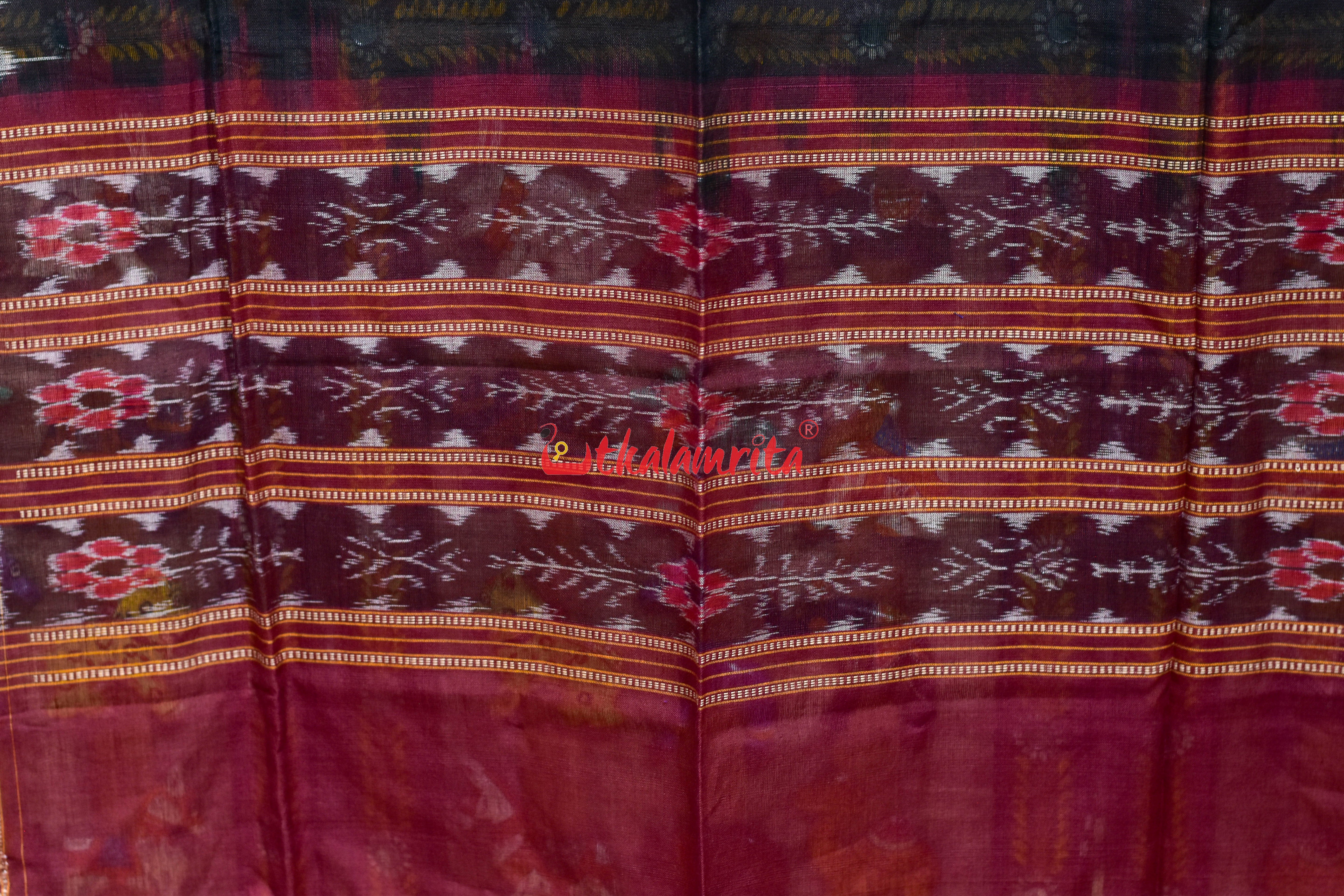 Black Maroon with Grey Kumbha Cotton (Dupatta)