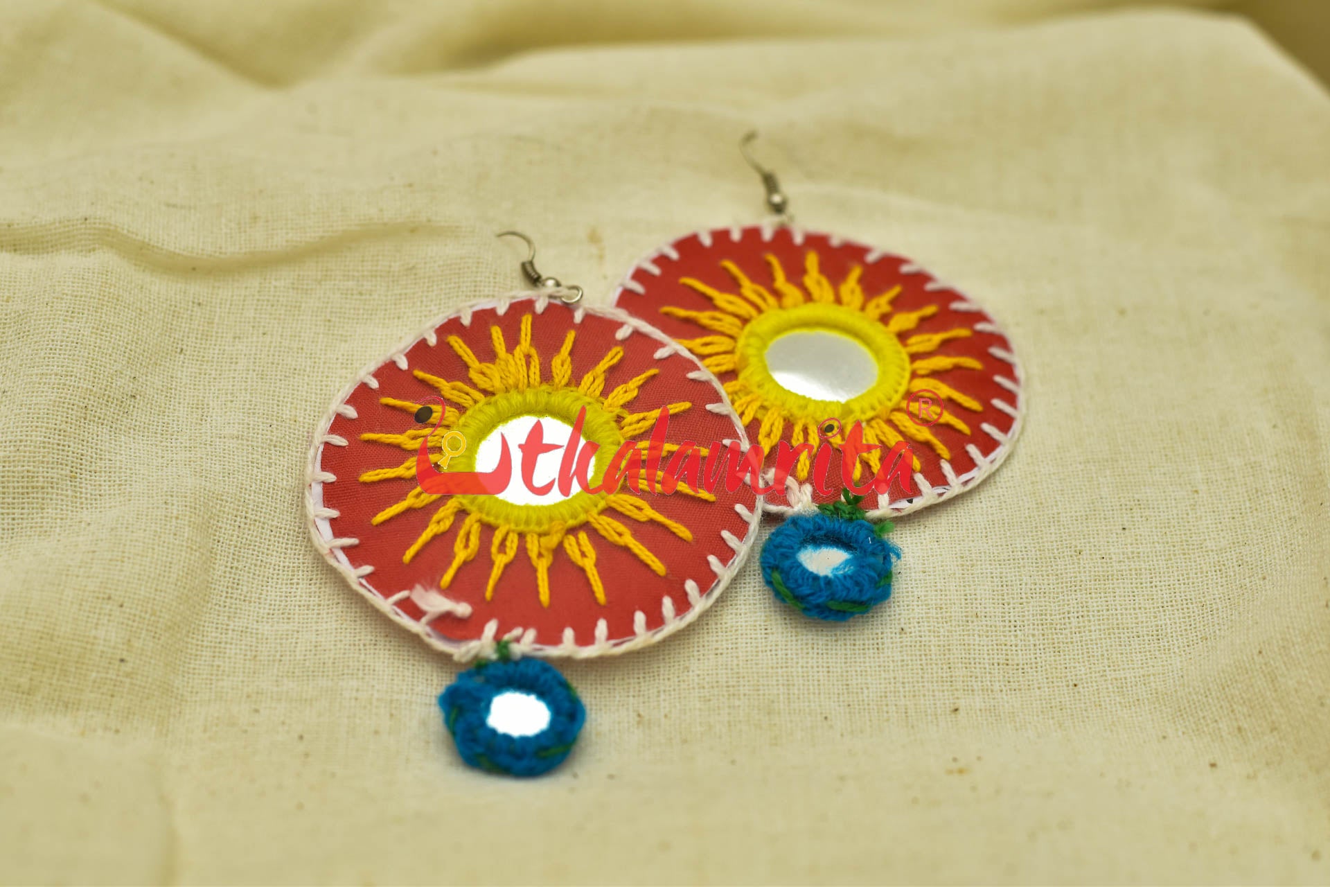 Red Rounds (Pipli applique danglers)