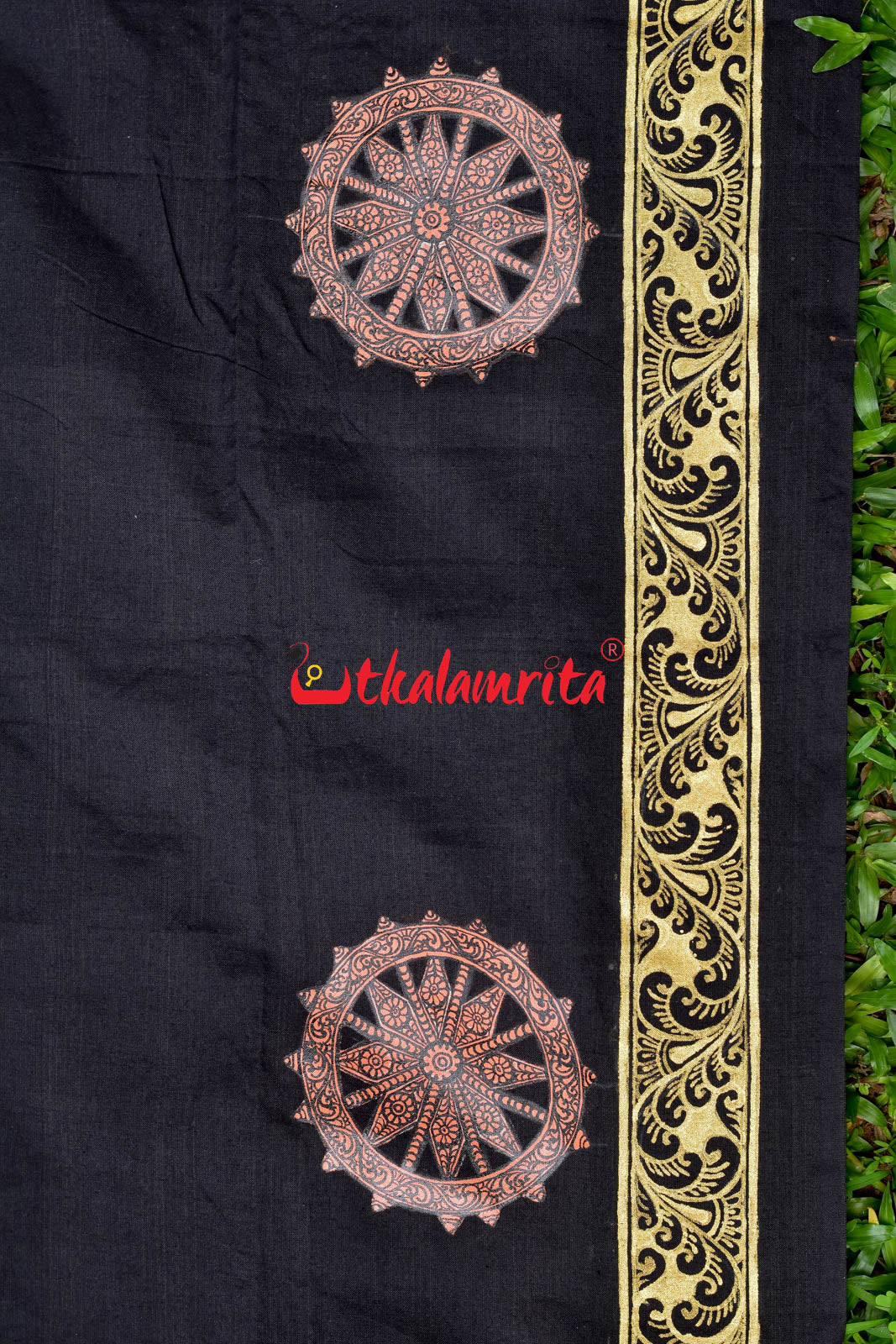 Konark Temple Pattachitra Black (Kurta Piece)