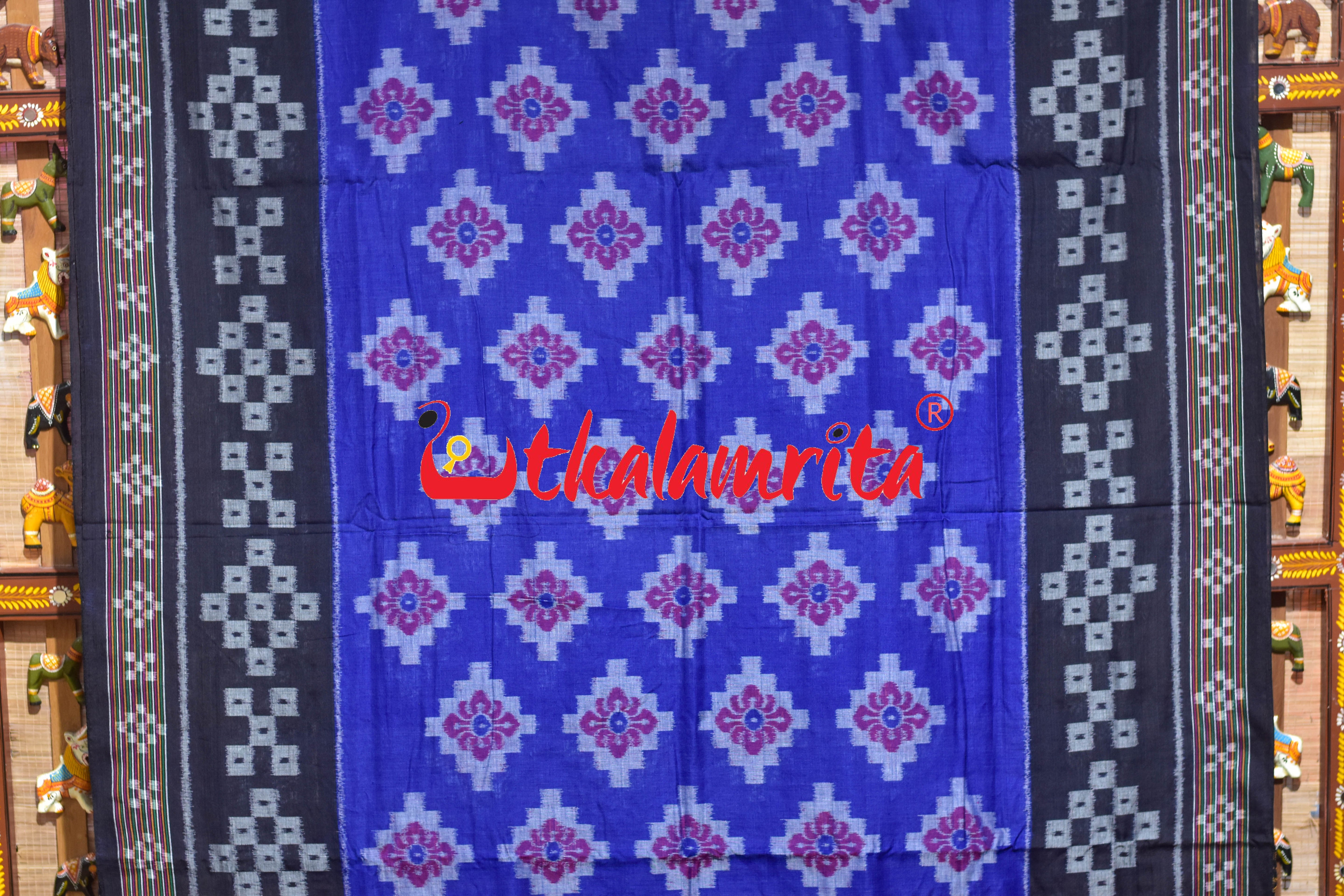 Blue Black Pasapali Scot Khandua Cotton Saree