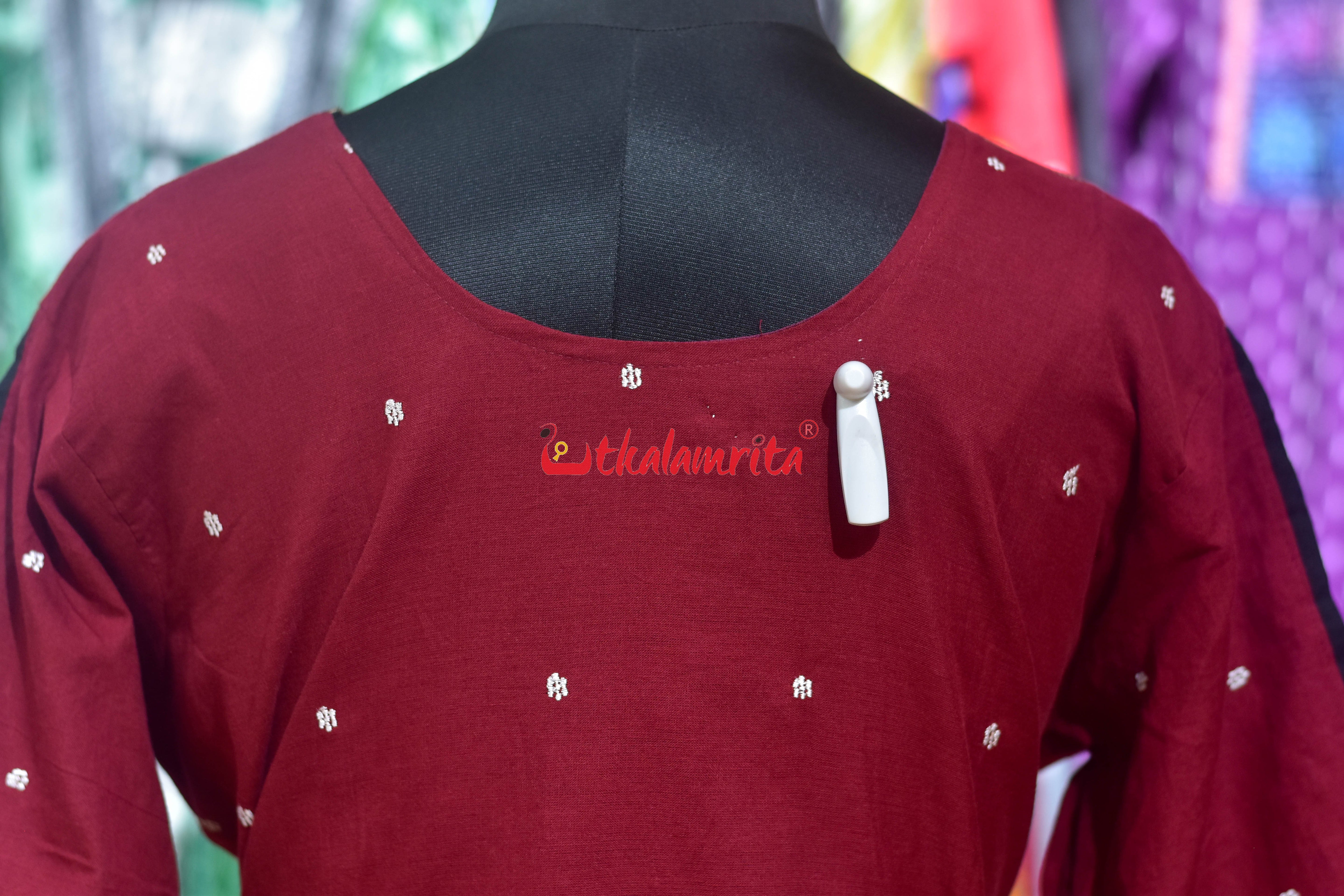 Maroon with White Buti Middle Design (Anarkali)