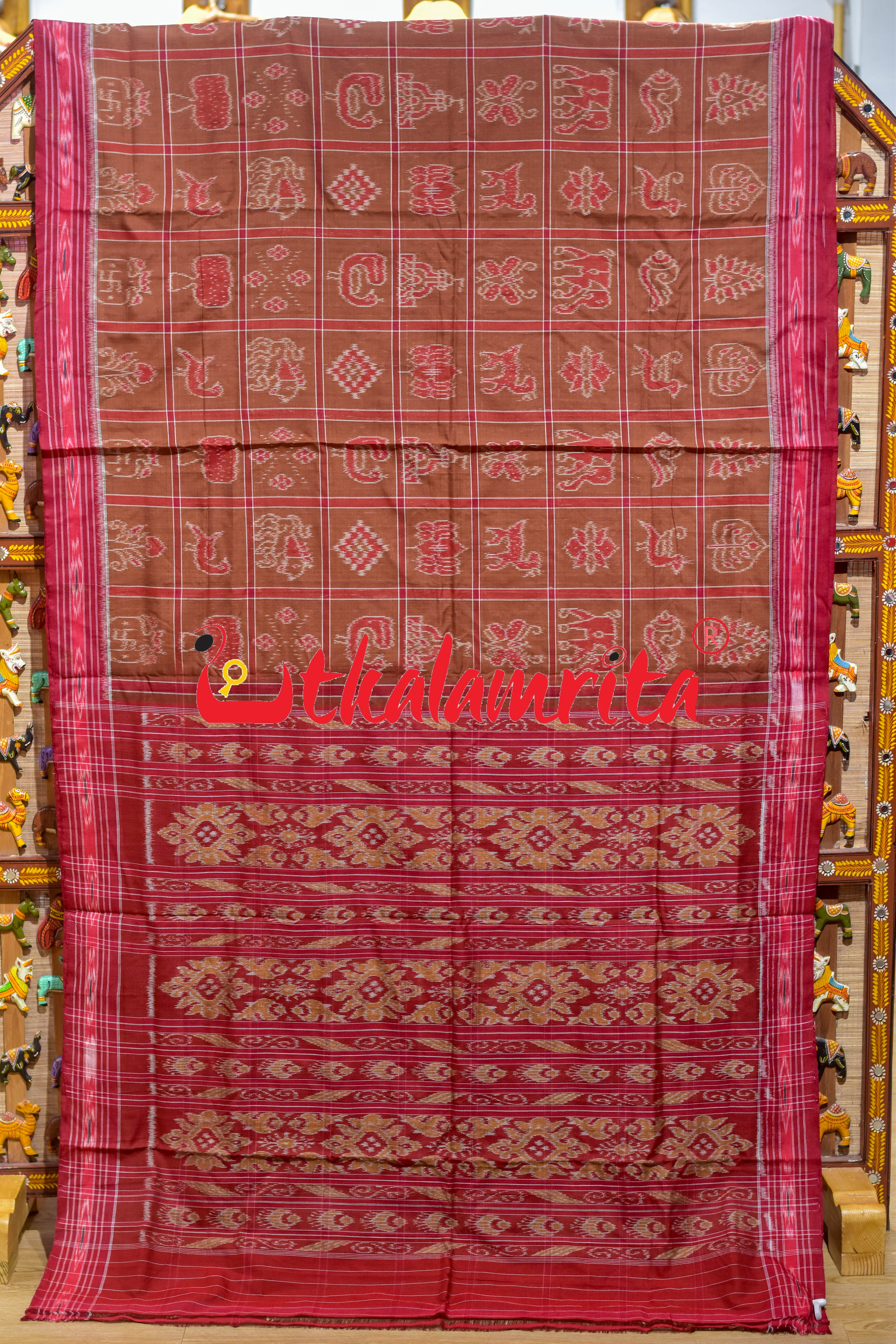 Brown Nabakothi Cotton Saree