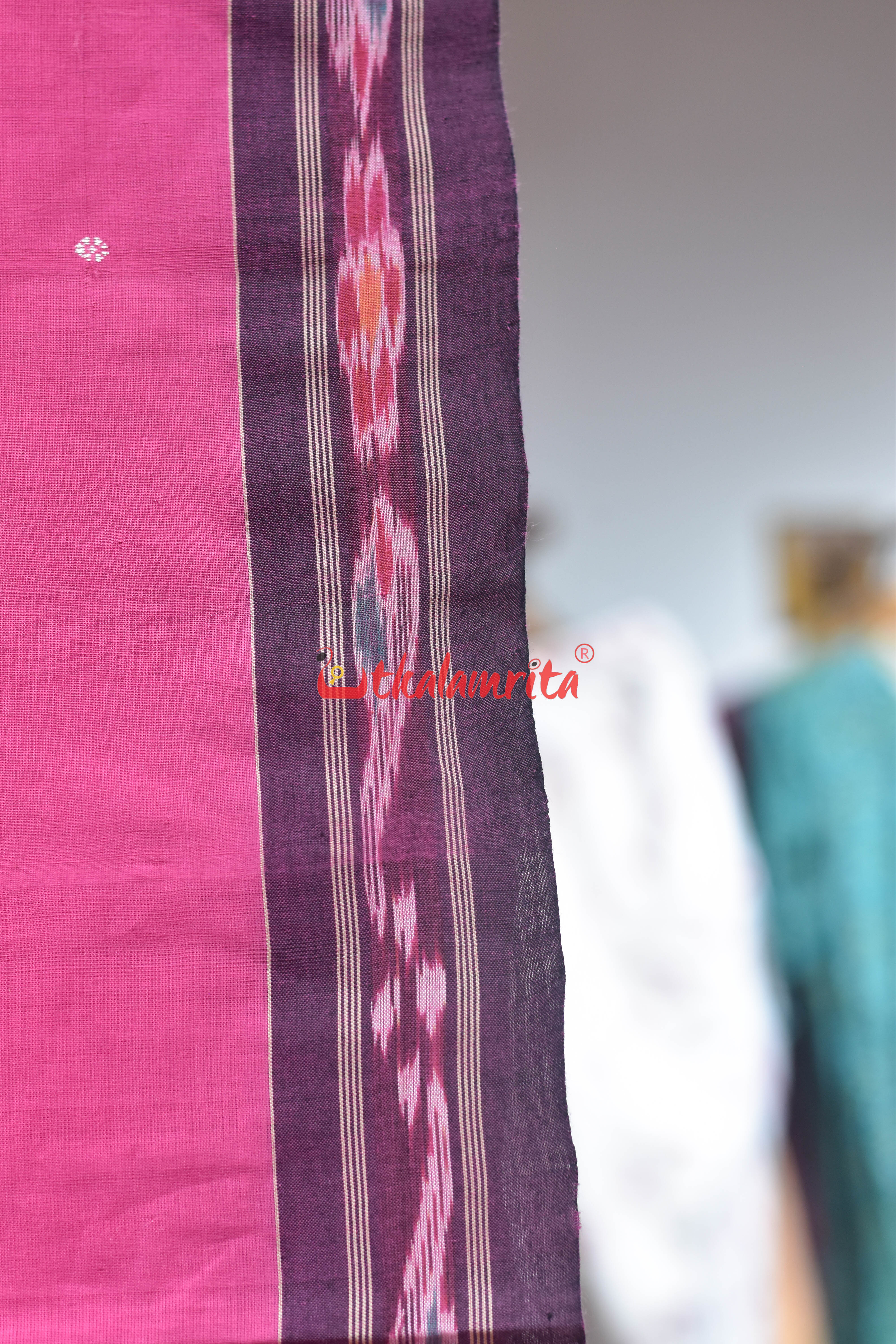 Pink Black Pittala Single Cotton Saree