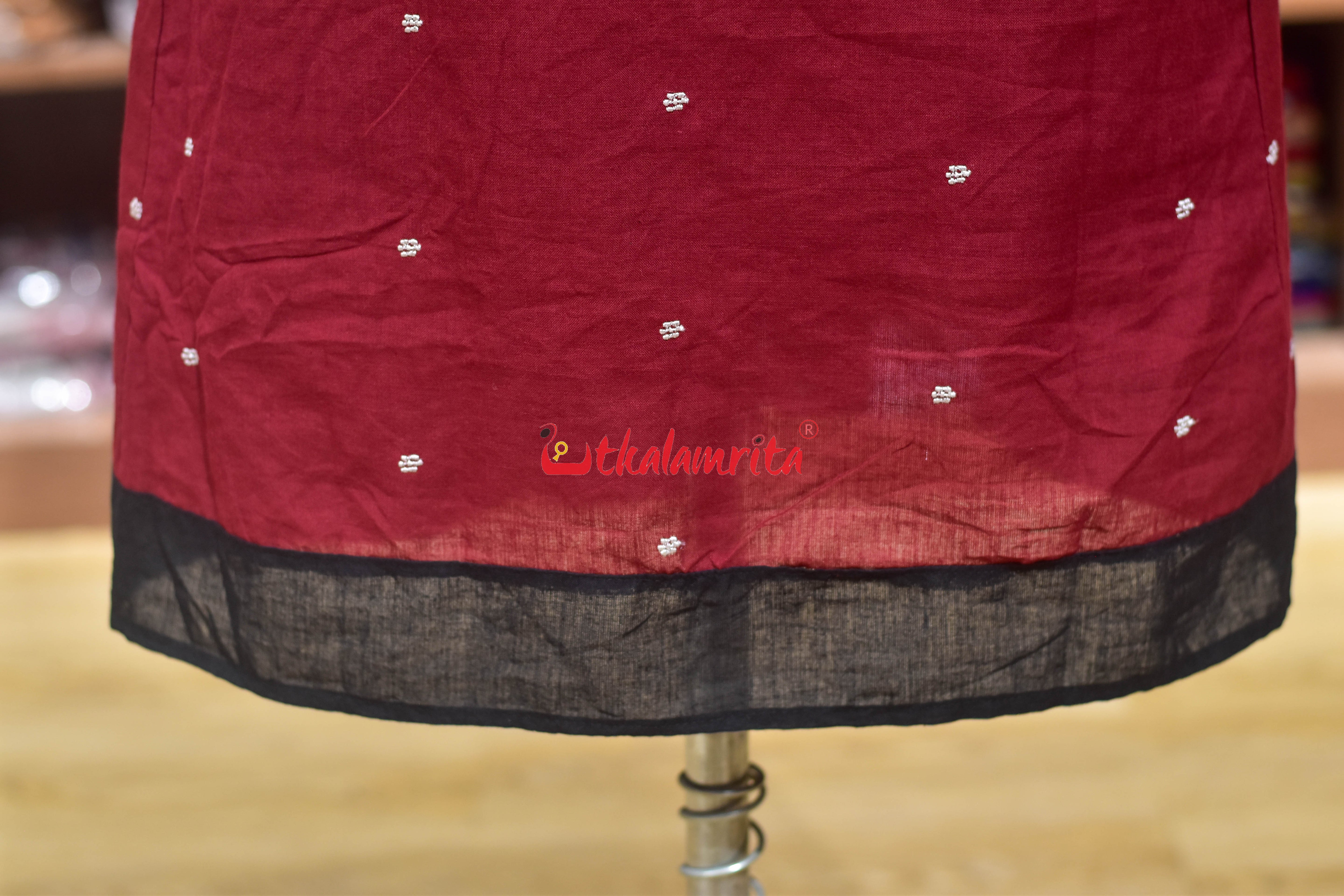 Maroon with White Buti Middle Design (Anarkali)