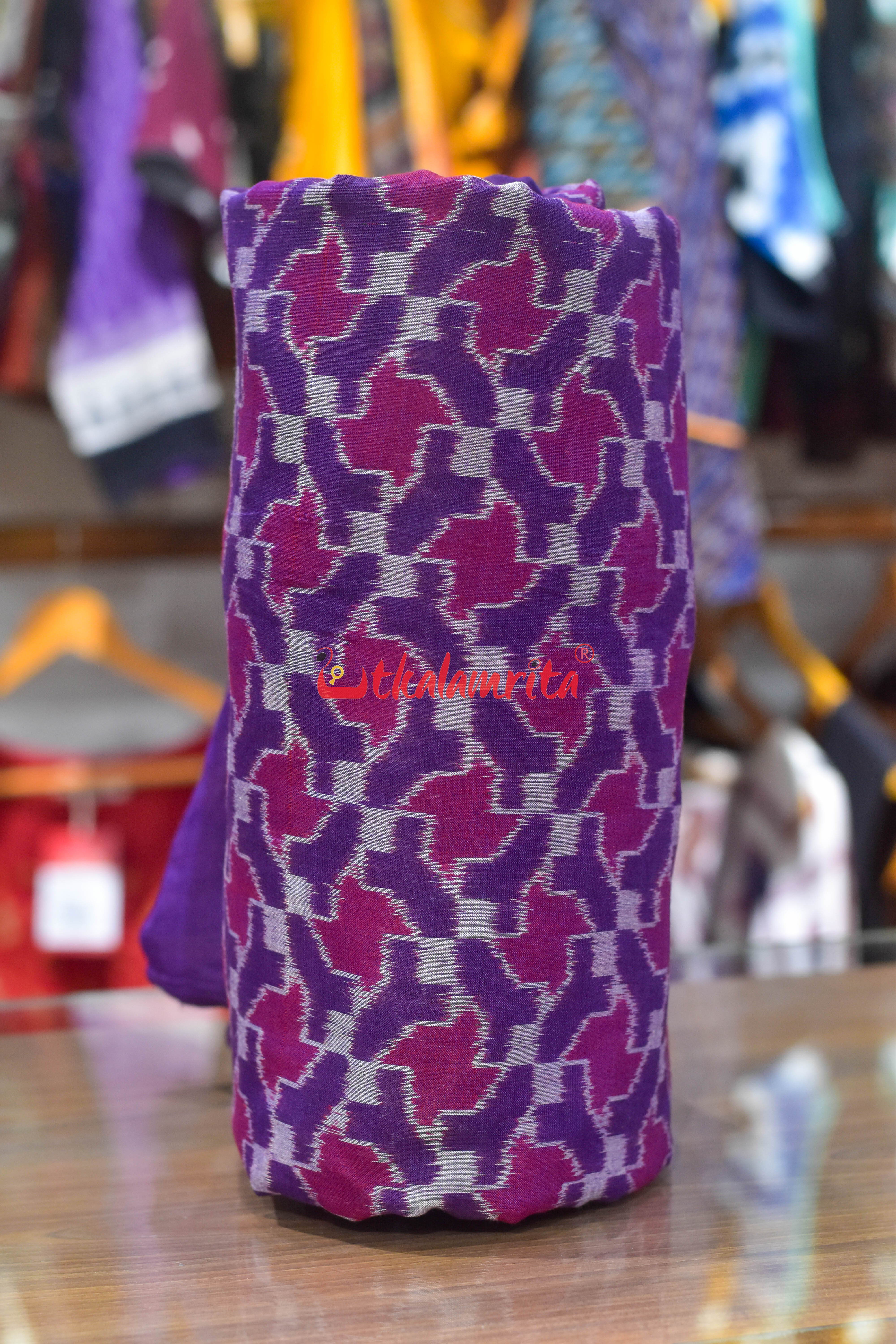 3D Jamun Chakra Purple Sambalpuri Cotton (Fabric)