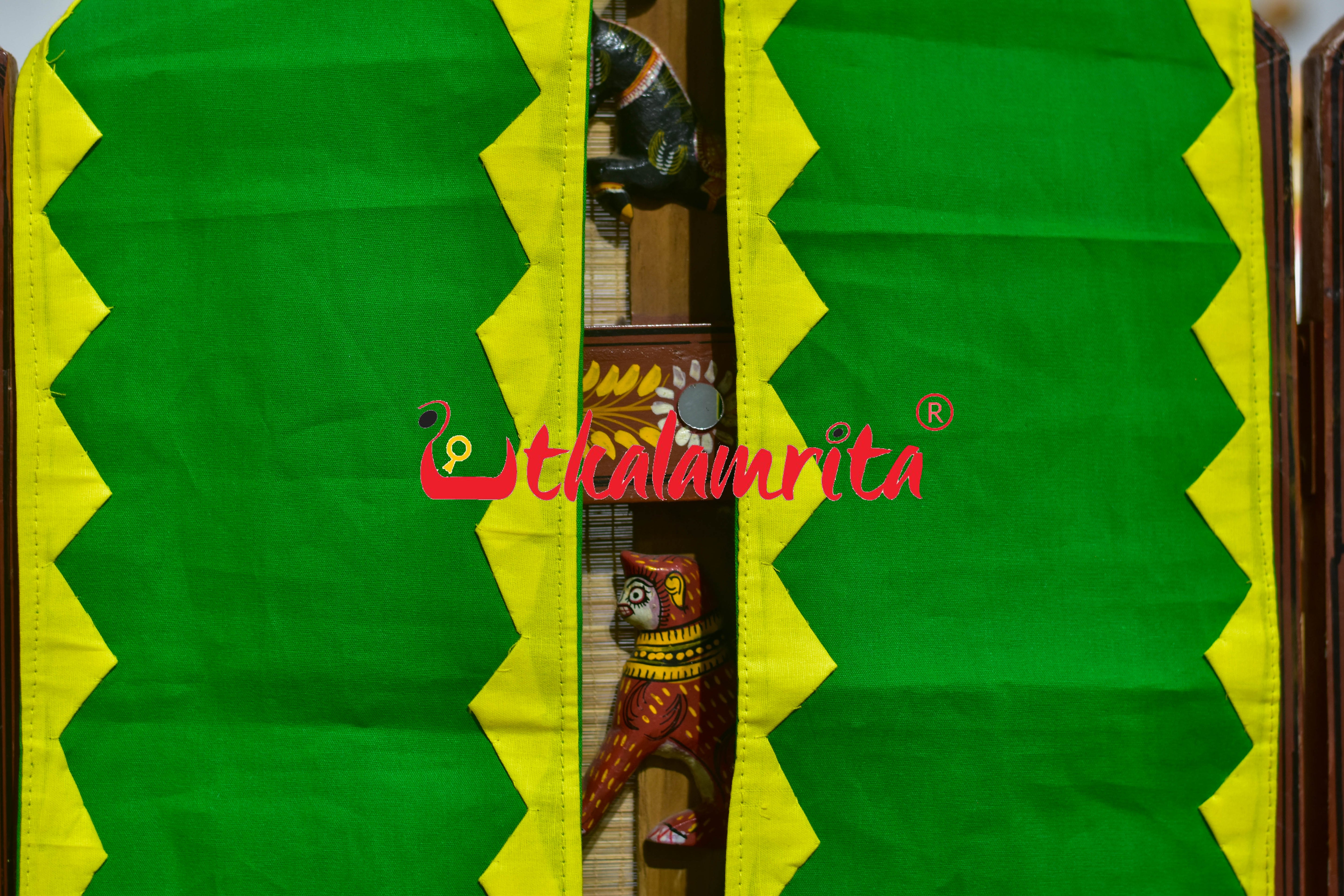 Green Blue Parrot Pipli Applique Uttariya