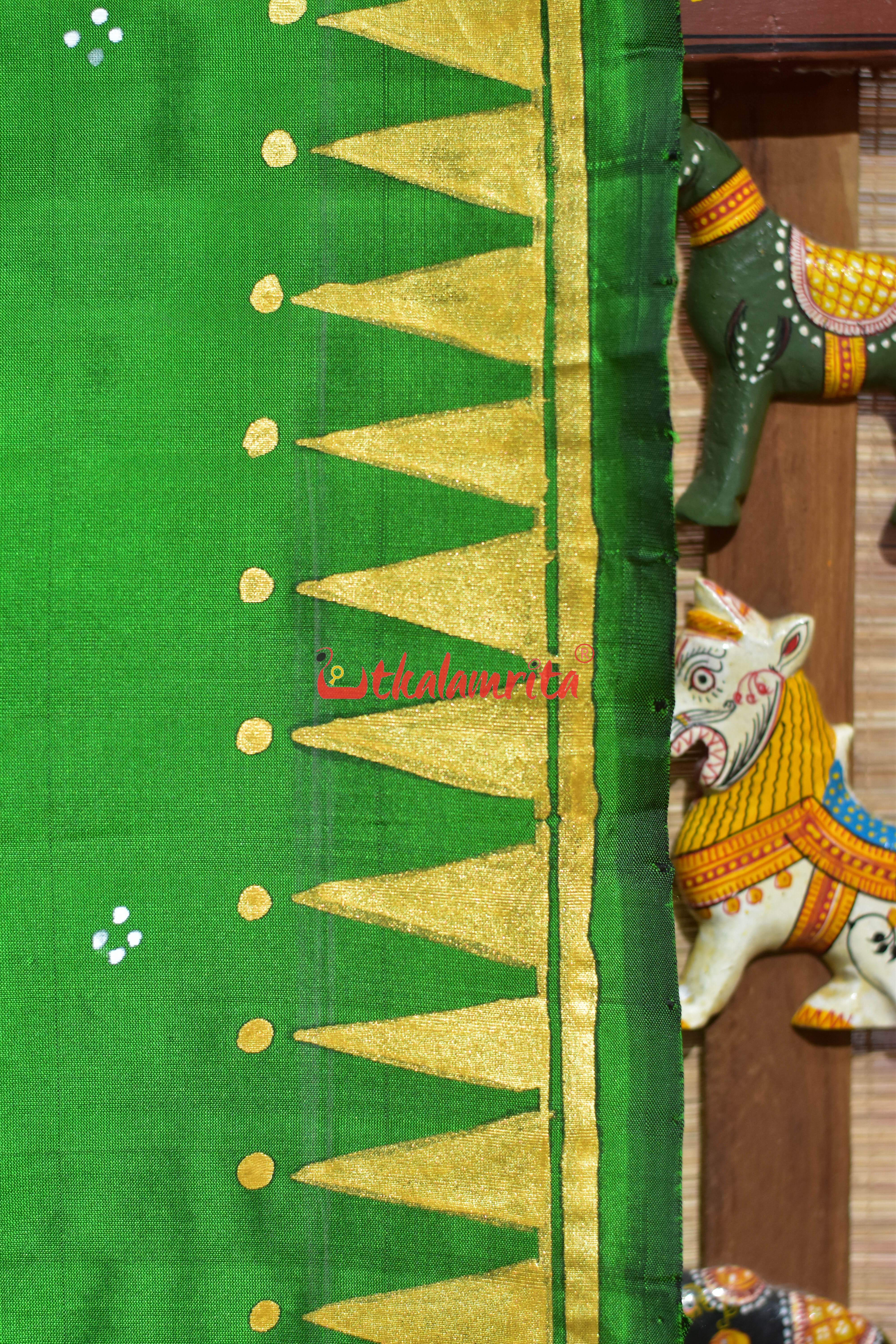 Green Raja Rani Pattachitra Silk Saree