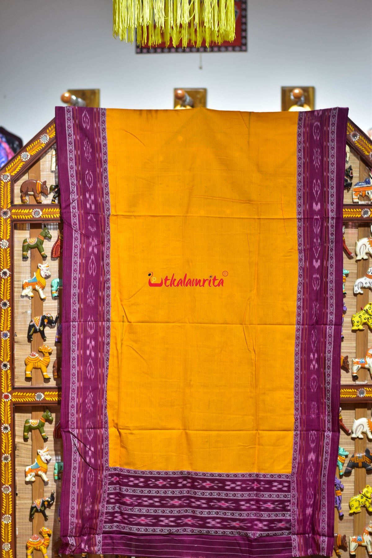 Magenta Yellow Middle Sankha Chakra Design Dress Set