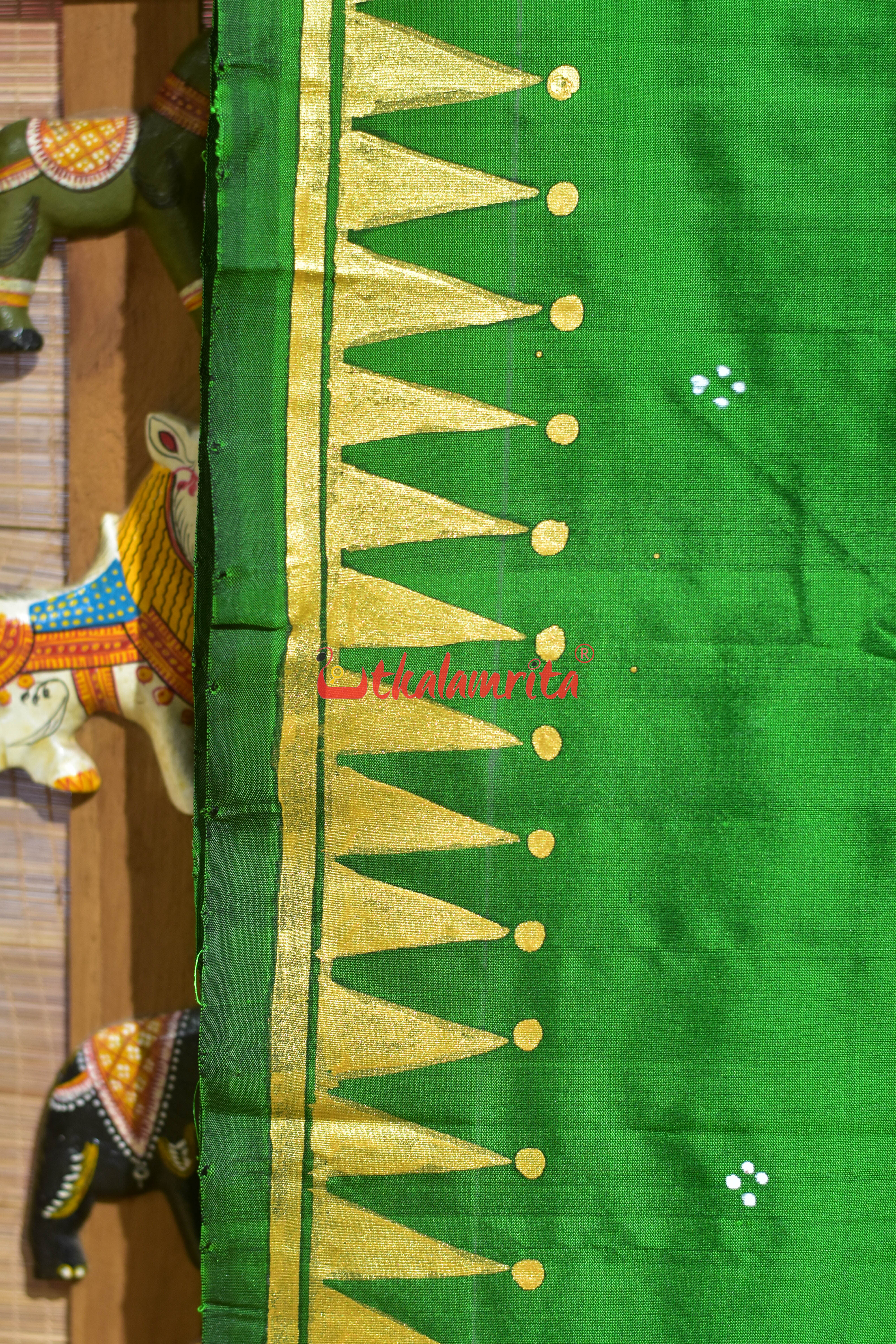 Green Raja Rani Pattachitra Silk Saree
