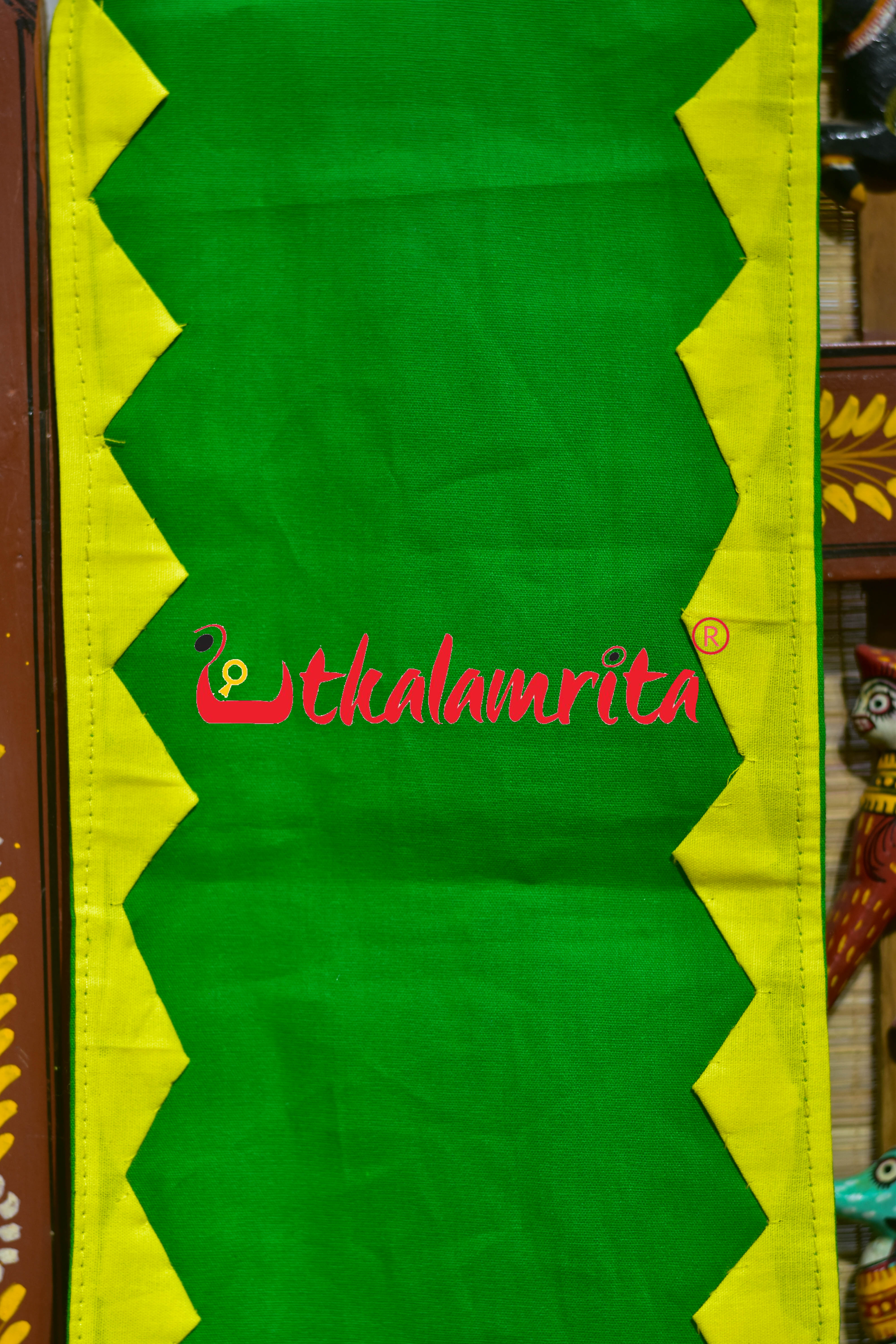 Green Blue Parrot Pipli Applique Uttariya