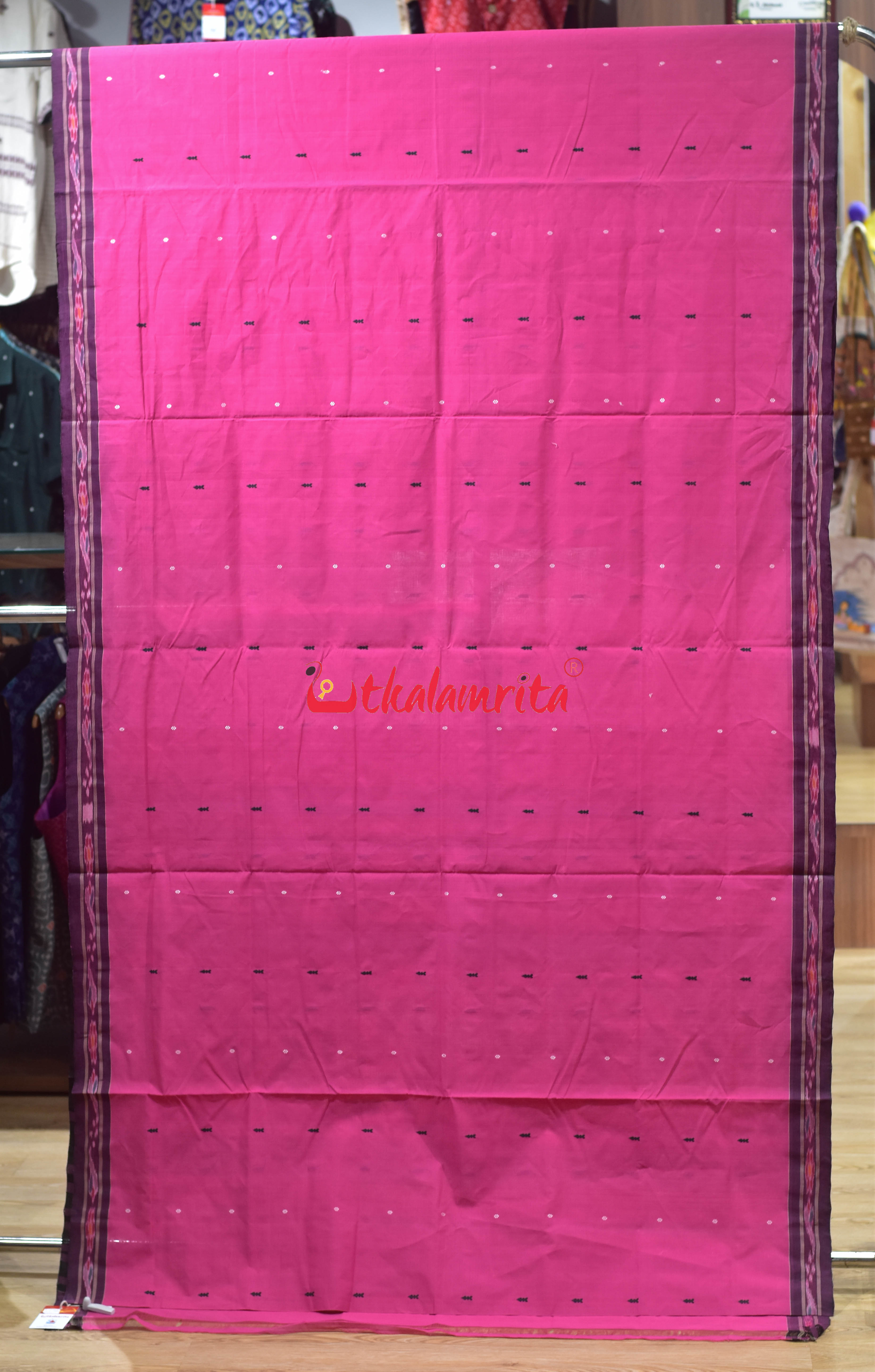 Pink Black Pittala Single Cotton Saree
