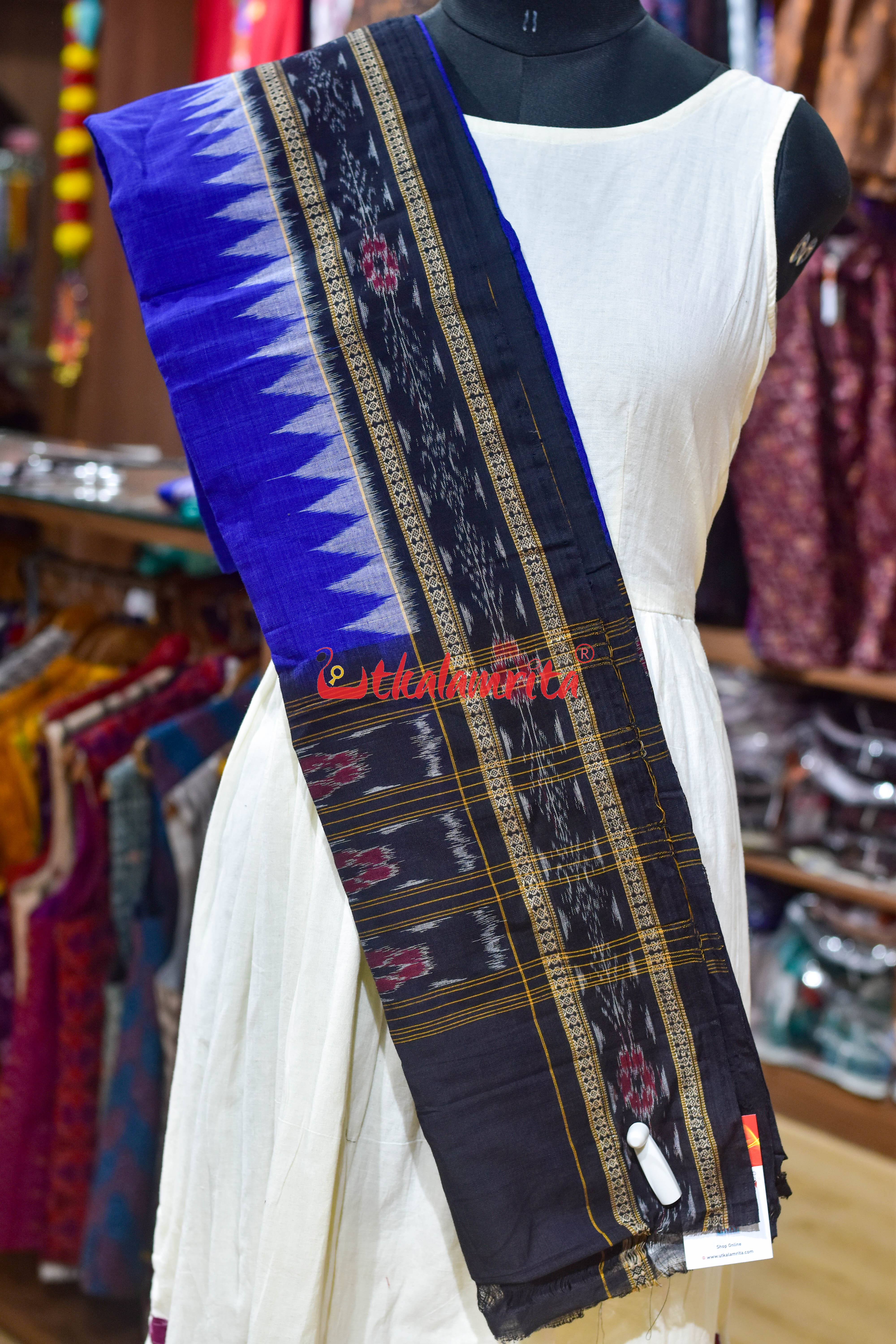 Blue Black with Kumbha Cotton (Dupatta)