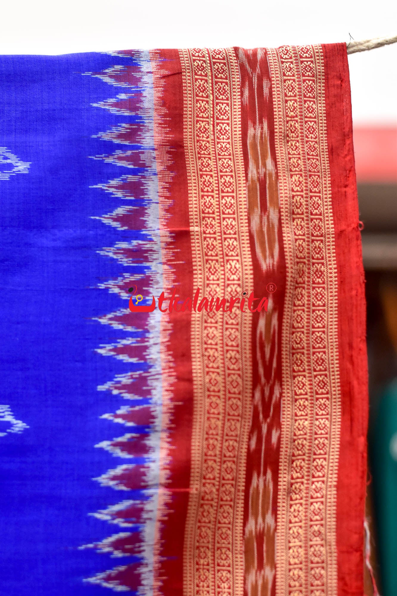 Blue Sankha Khandua Silk Saree