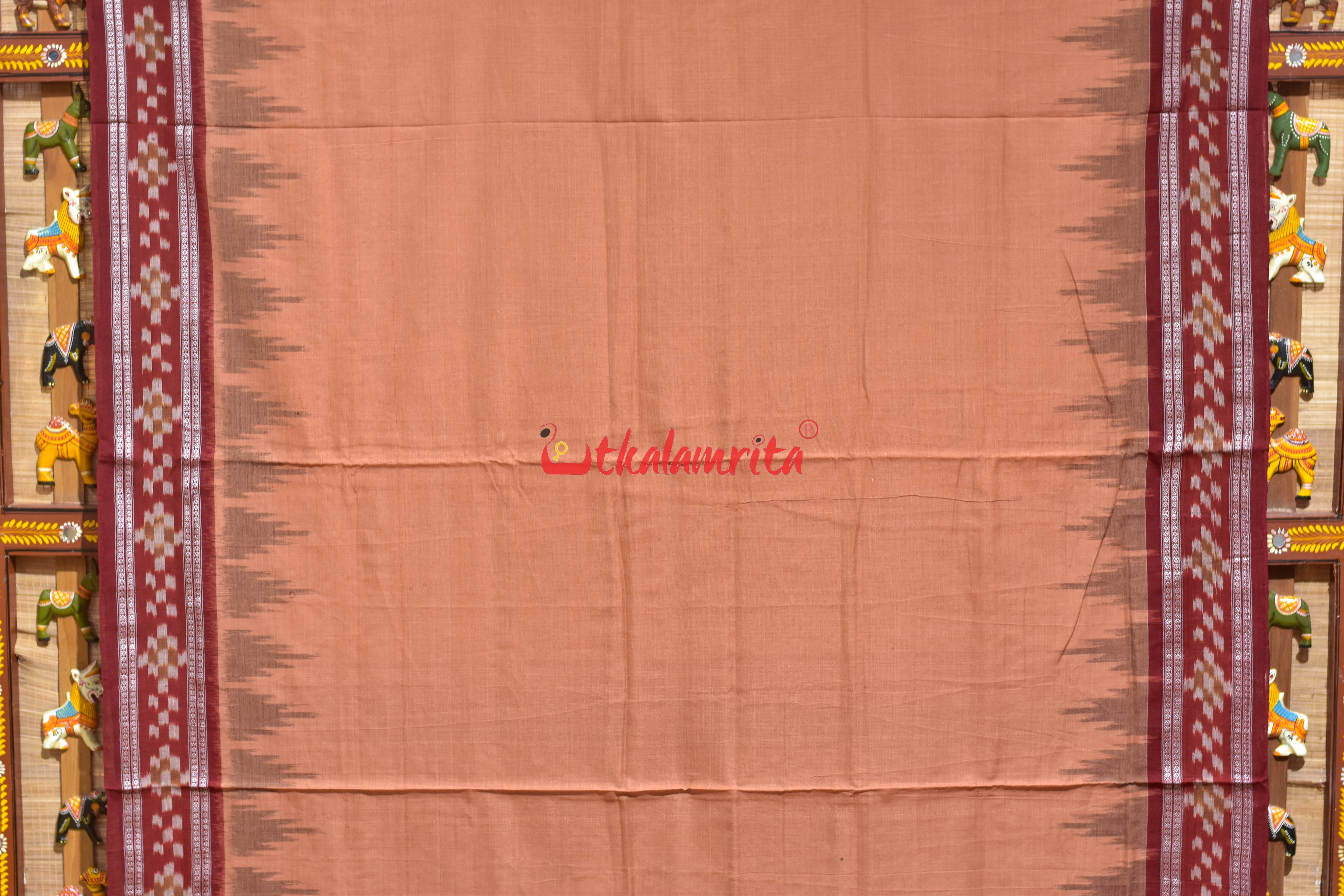 Border Pasapali Cream Maroon Khandua Cotton Saree