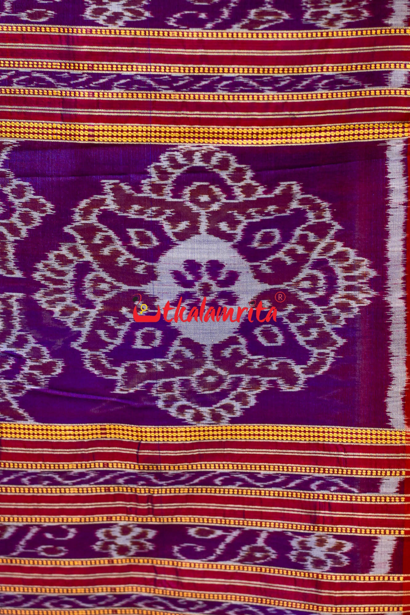 Blue Sankha Khandua Silk Saree