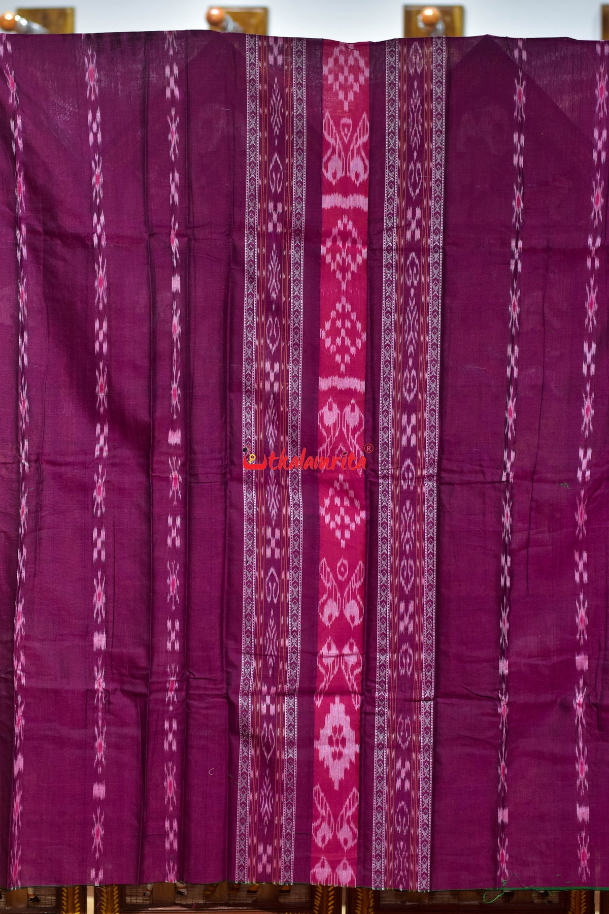 Magenta Yellow Middle Sankha Chakra Design Dress Set
