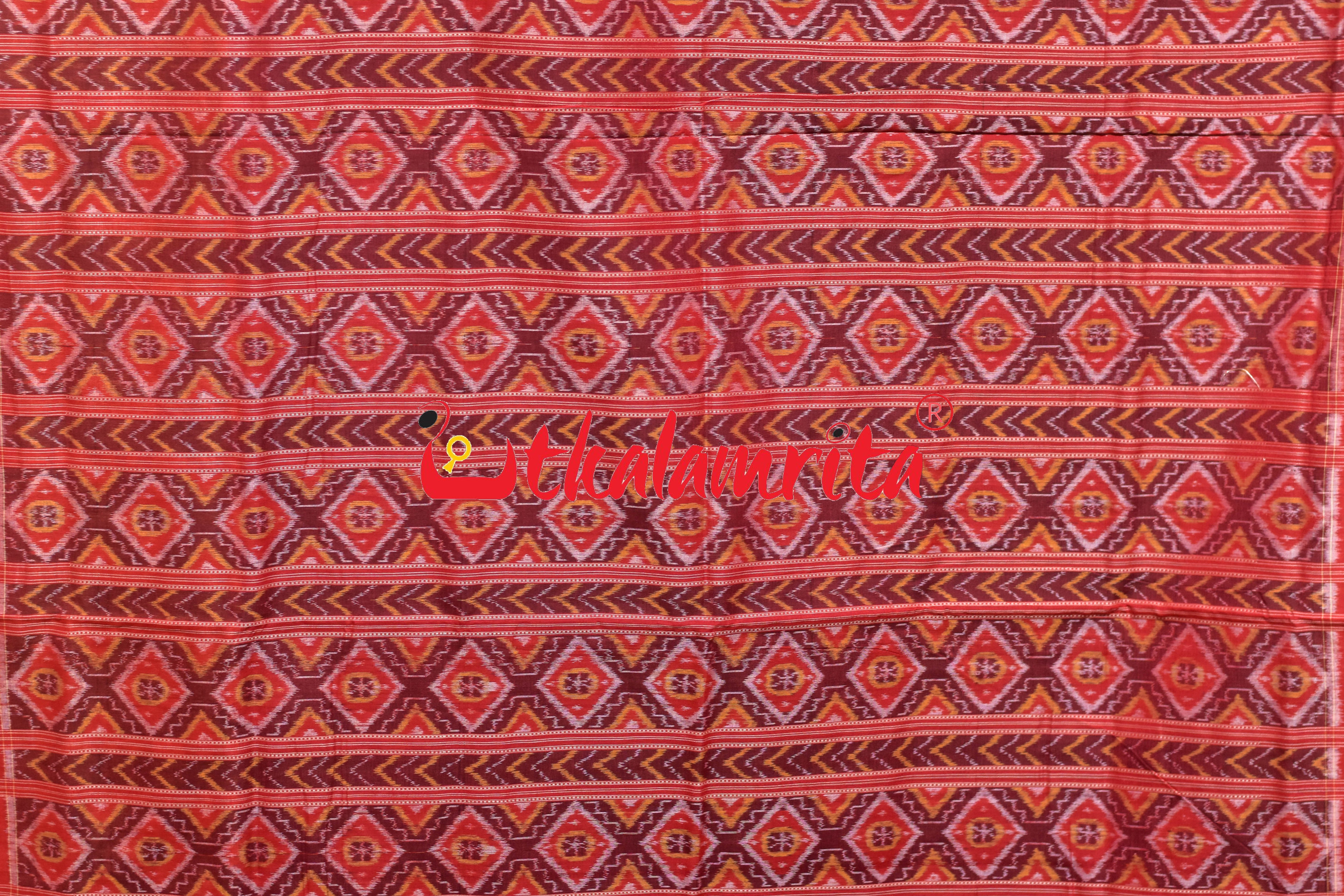 Black Red Tribal Scot Sambalpuri Cotton Saree