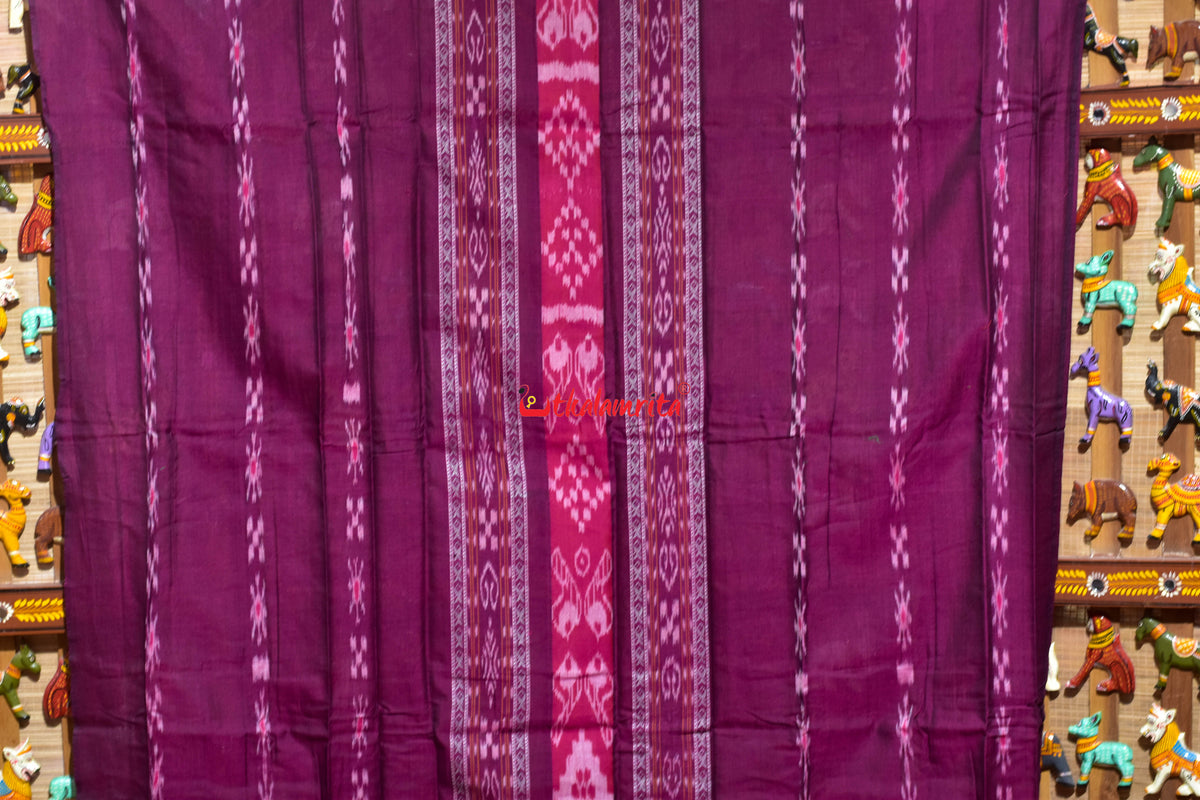 Magenta Yellow Middle Sankha Chakra Design Dress Set