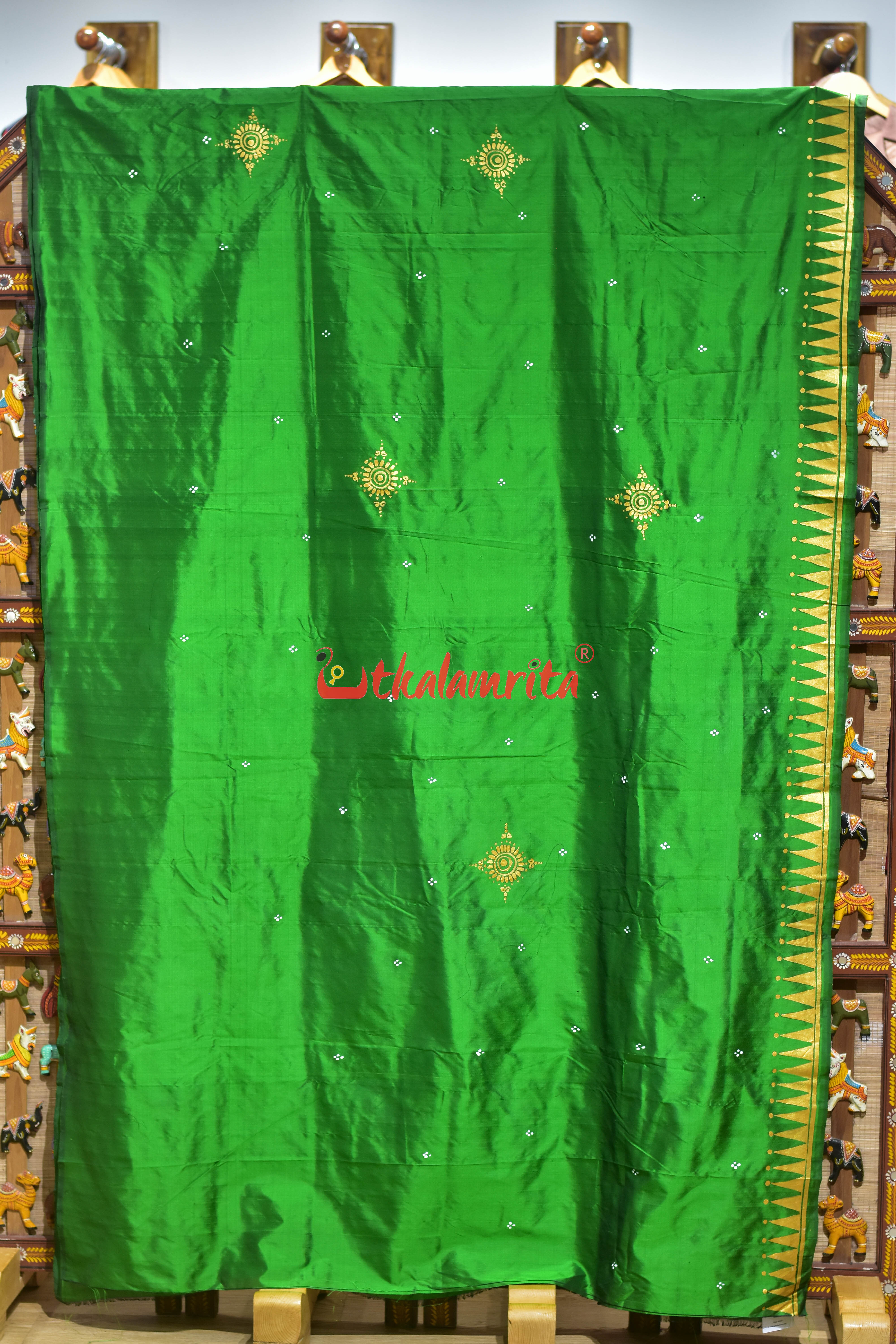 Green Raja Rani Pattachitra Silk Saree