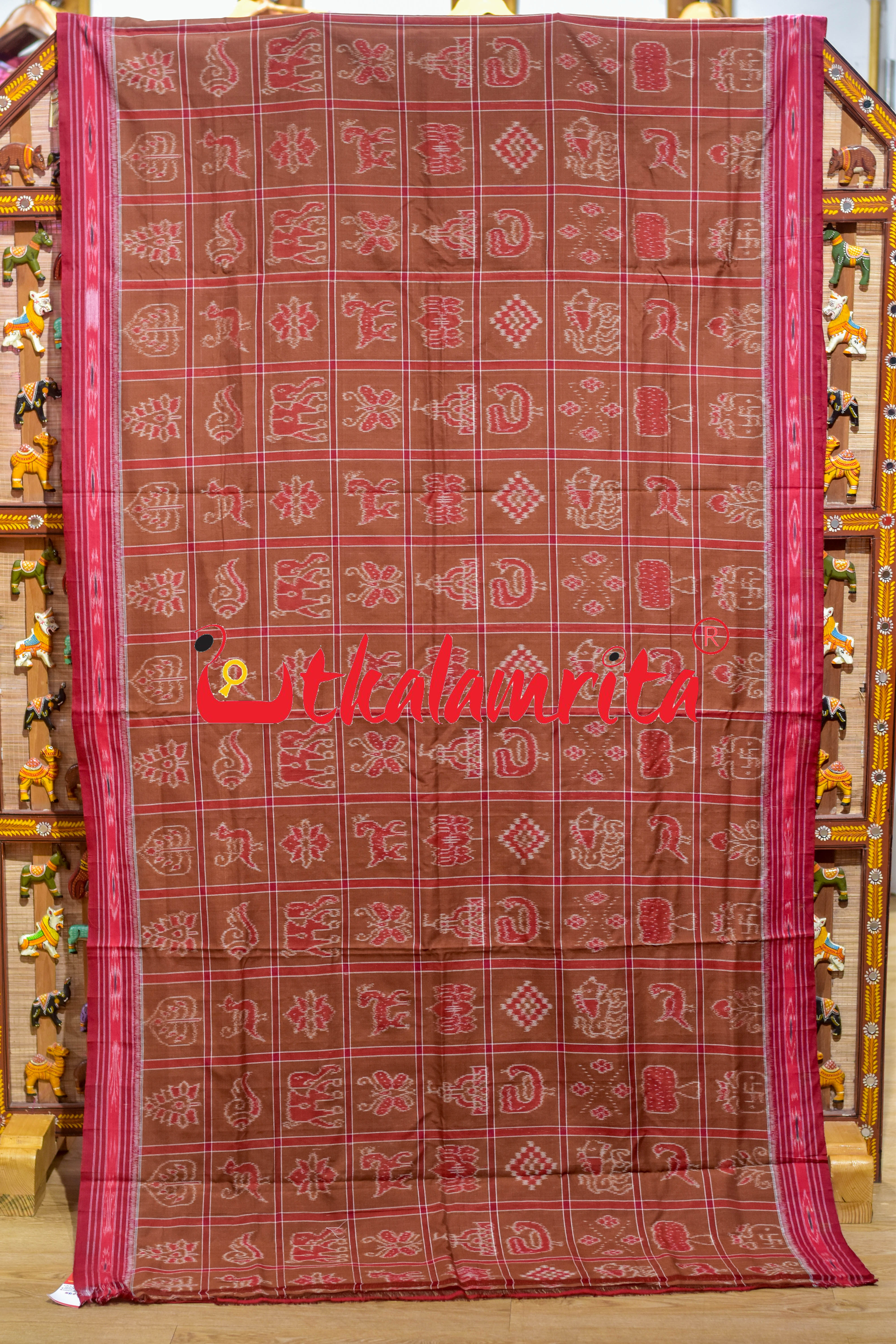 Brown Nabakothi Cotton Saree
