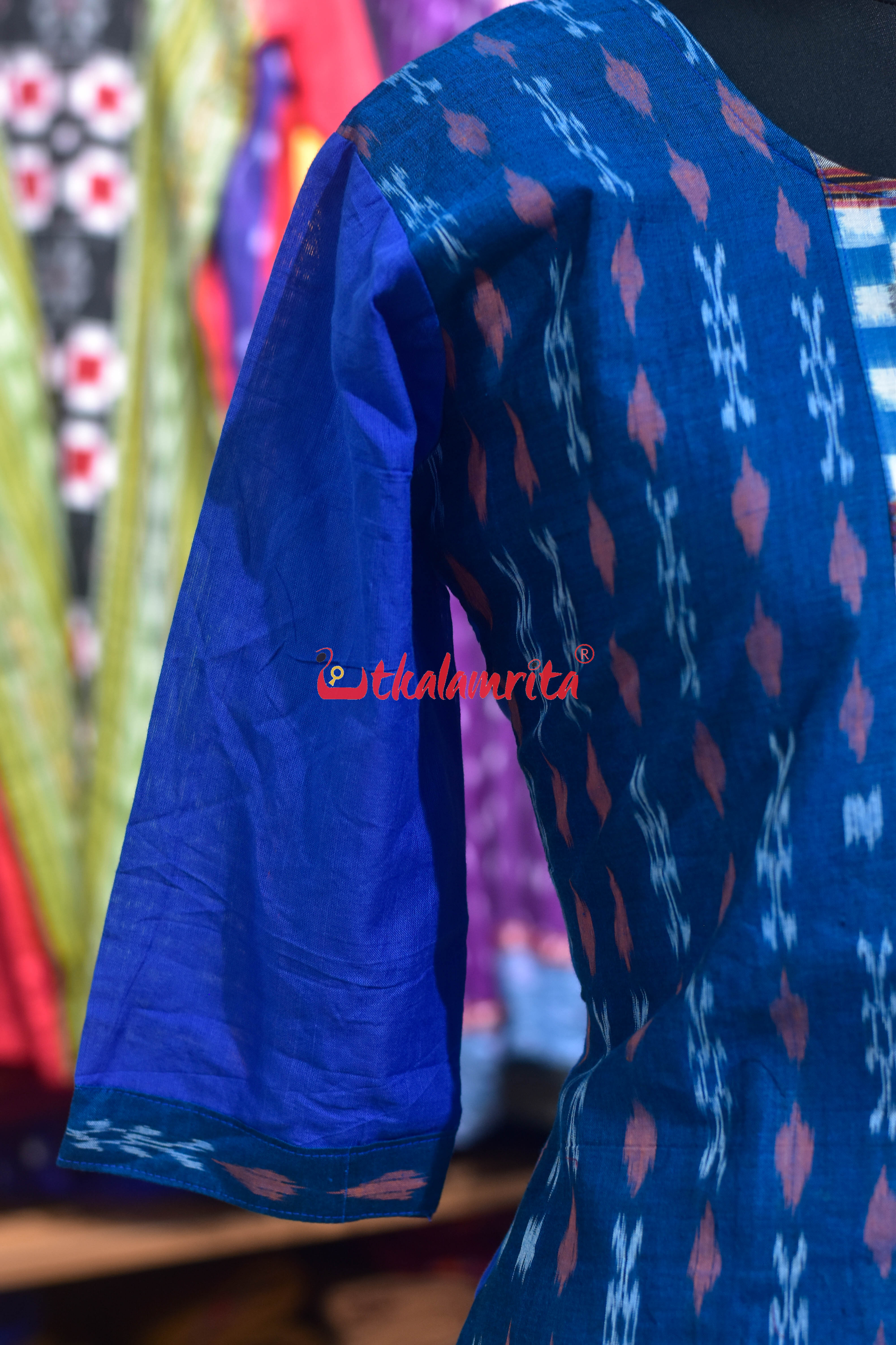 Blue Dots with Middle Pasapali (Ladies' Kurti)
