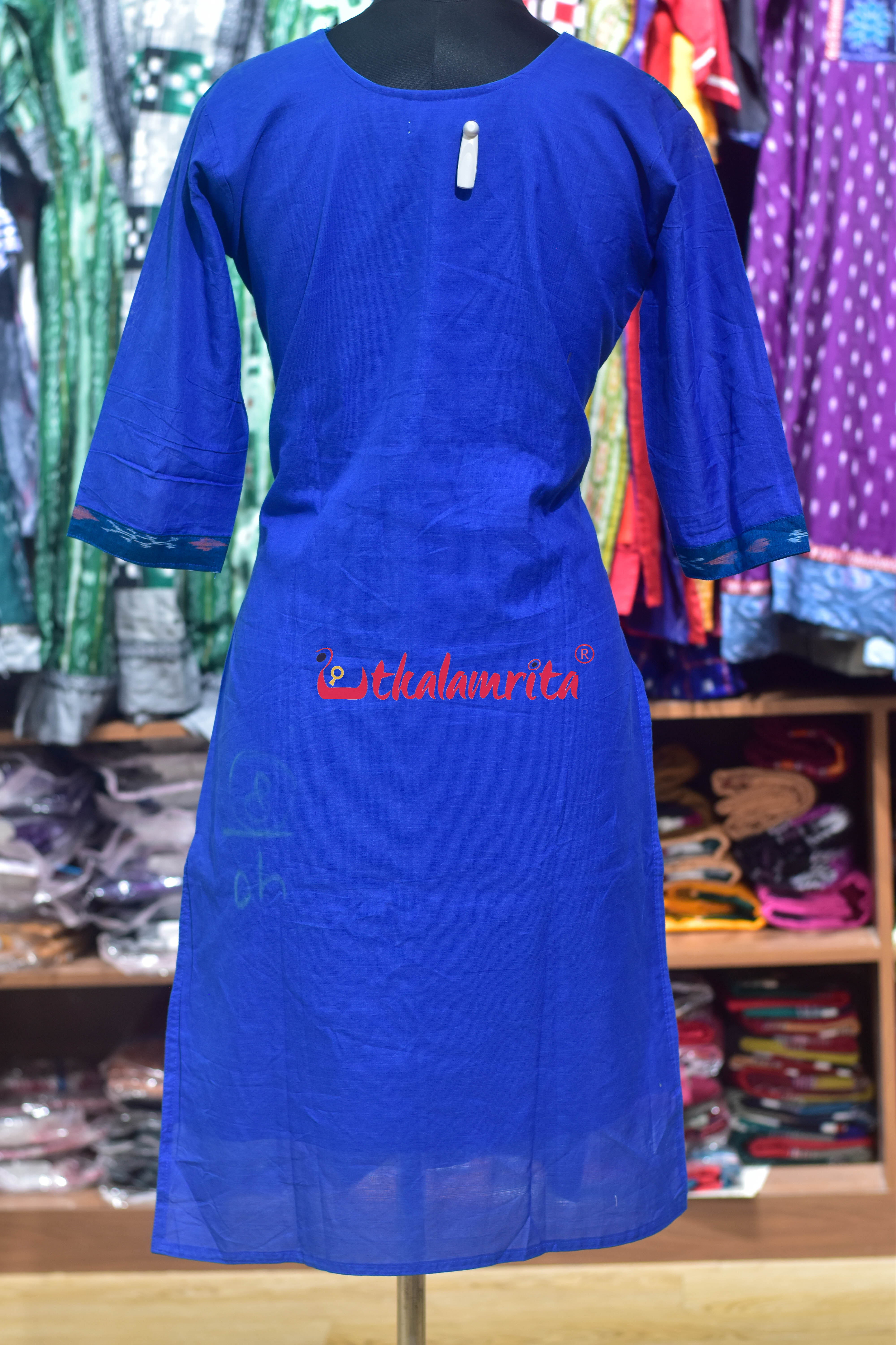 Blue Dots with Middle Pasapali (Ladies' Kurti)