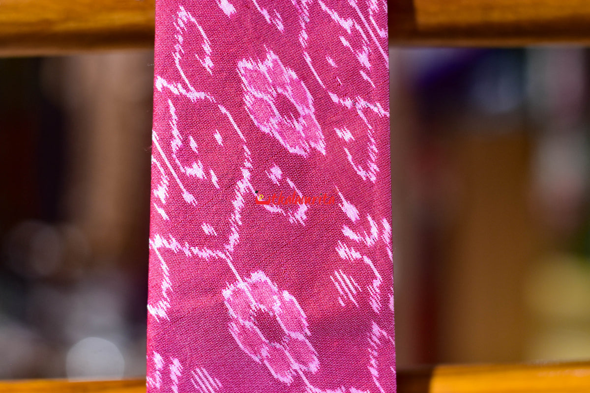 Pink Blooms on Black Sambalpuri Silk (Tie)