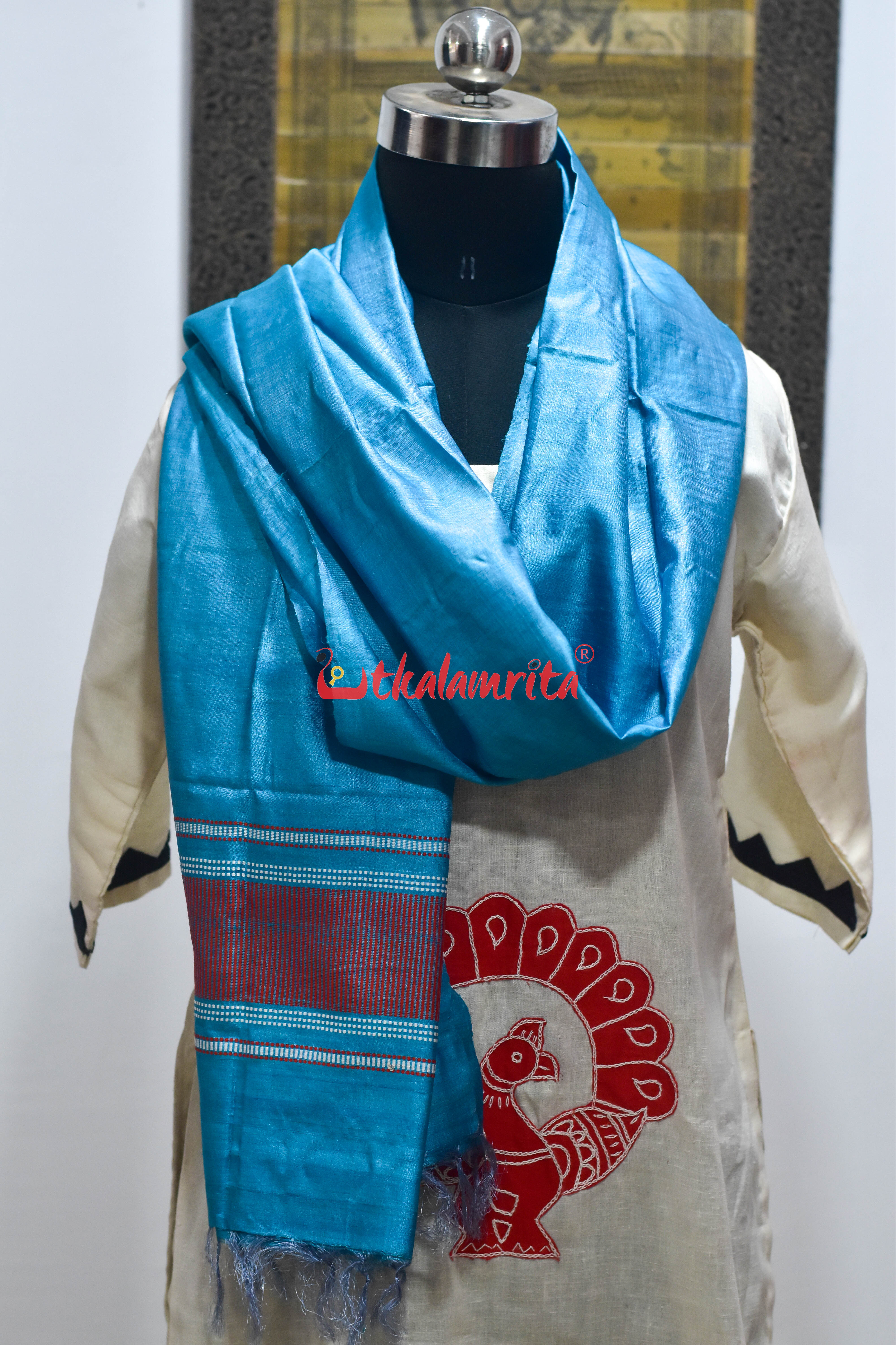 Blue Red Dia Tussar (Stole)