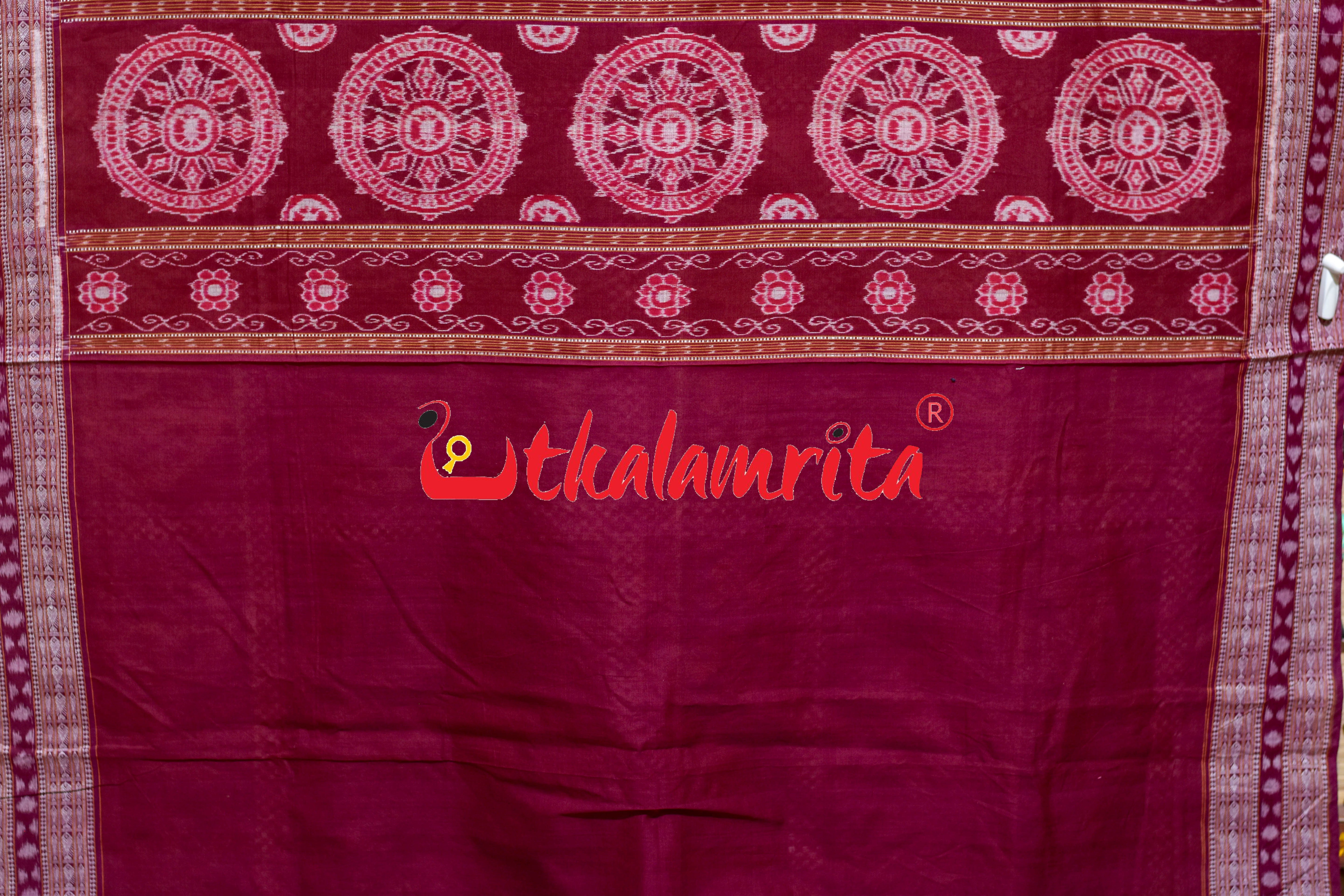 Brown Maroon Special Sambalpuri Cotton Saree