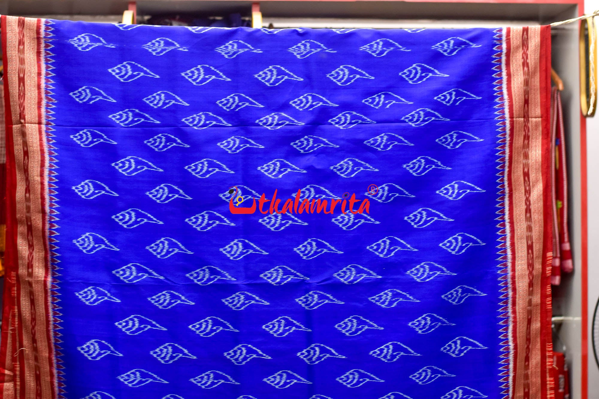 Blue Sankha Khandua Silk Saree