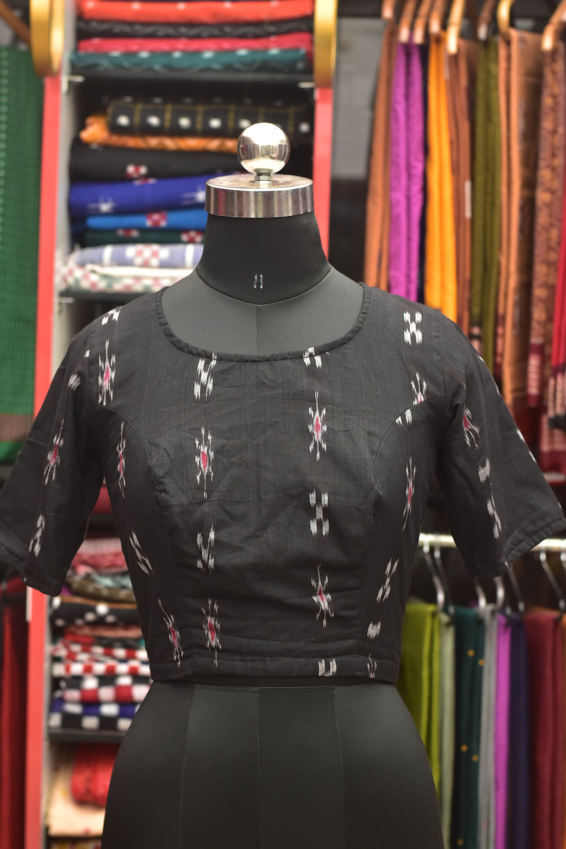 Black Pasapali and Kadha Croptop (Blouse)