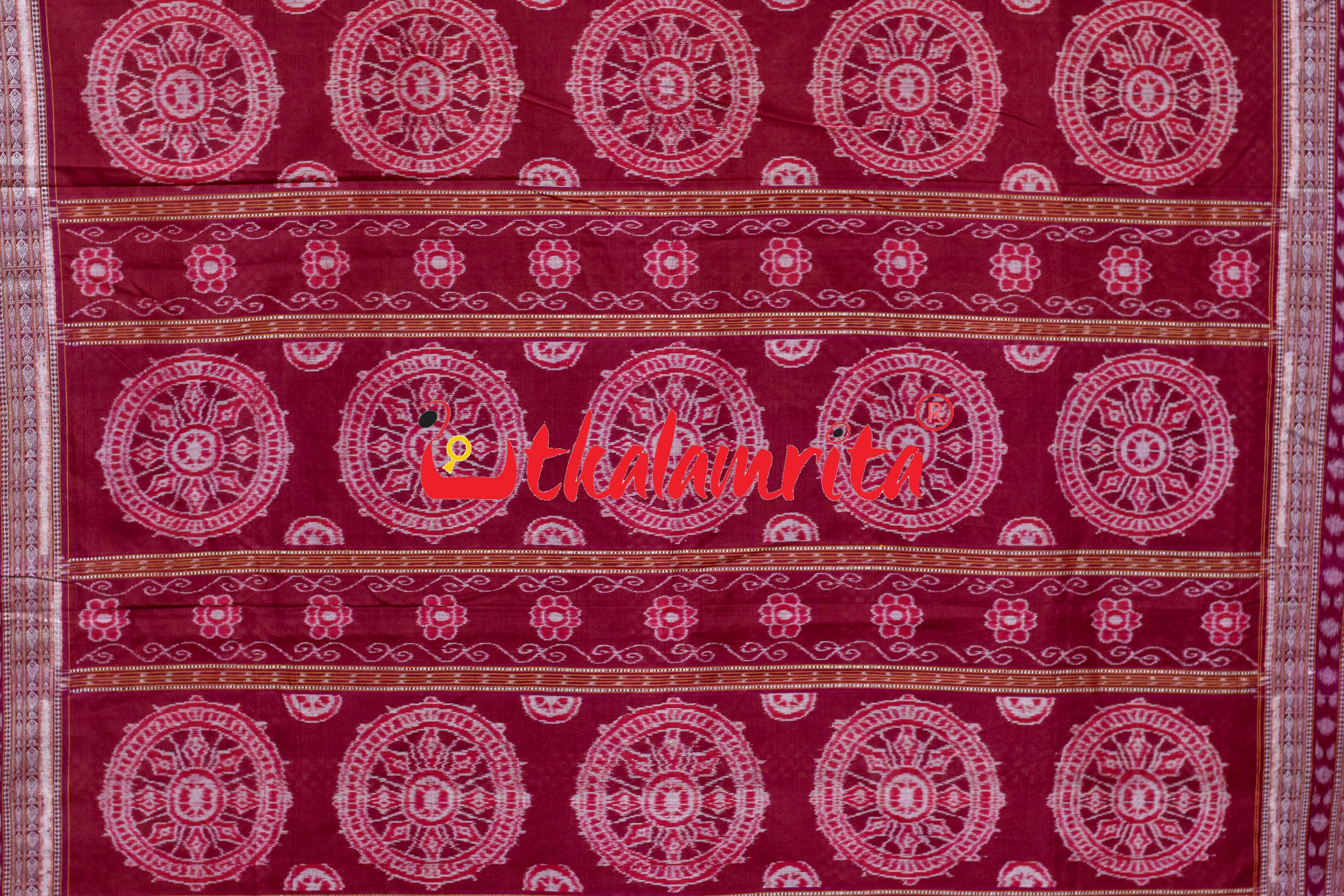 Brown Maroon Special Sambalpuri Cotton Saree