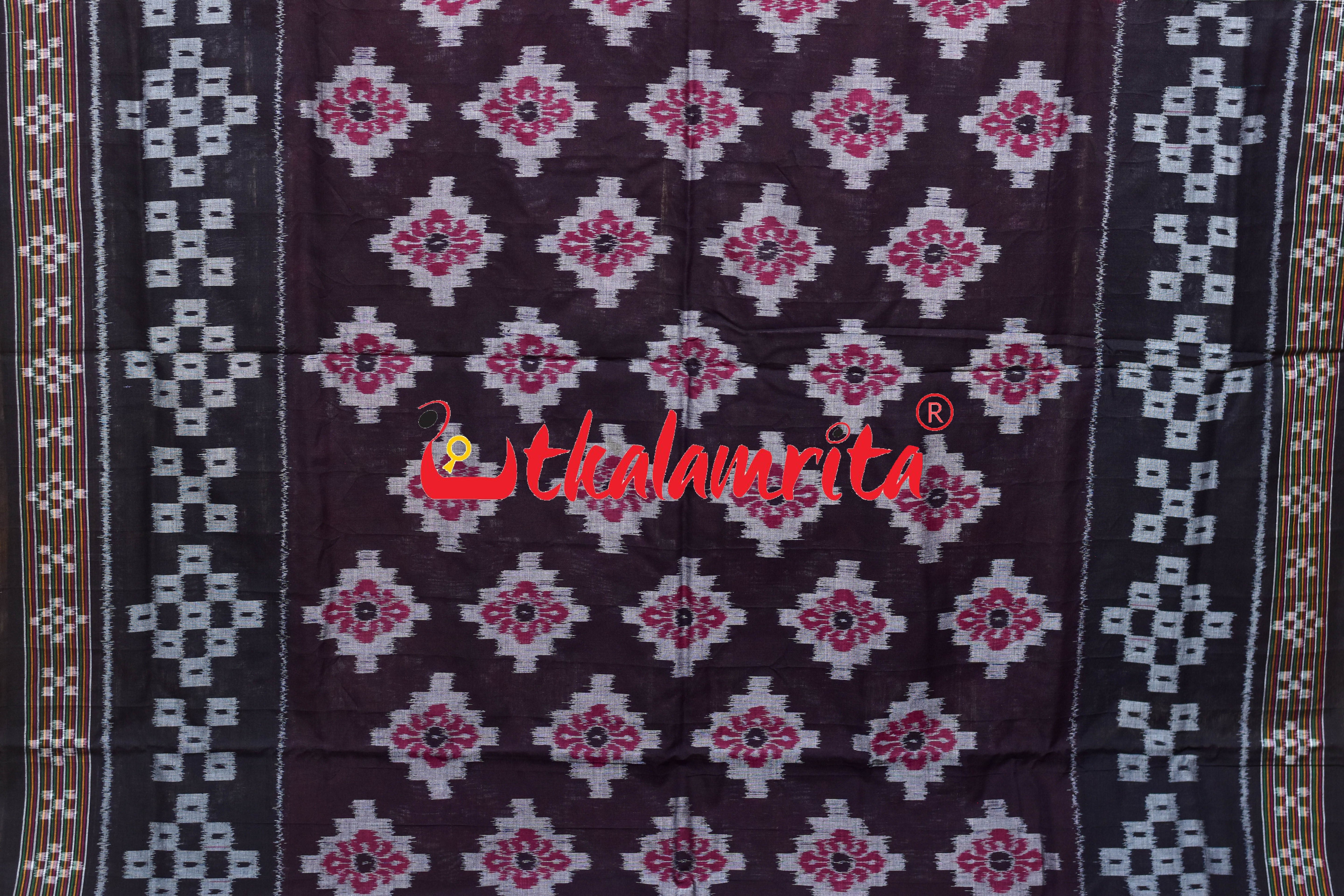Red Black Pasapali Scot Khandua Cotton Saree